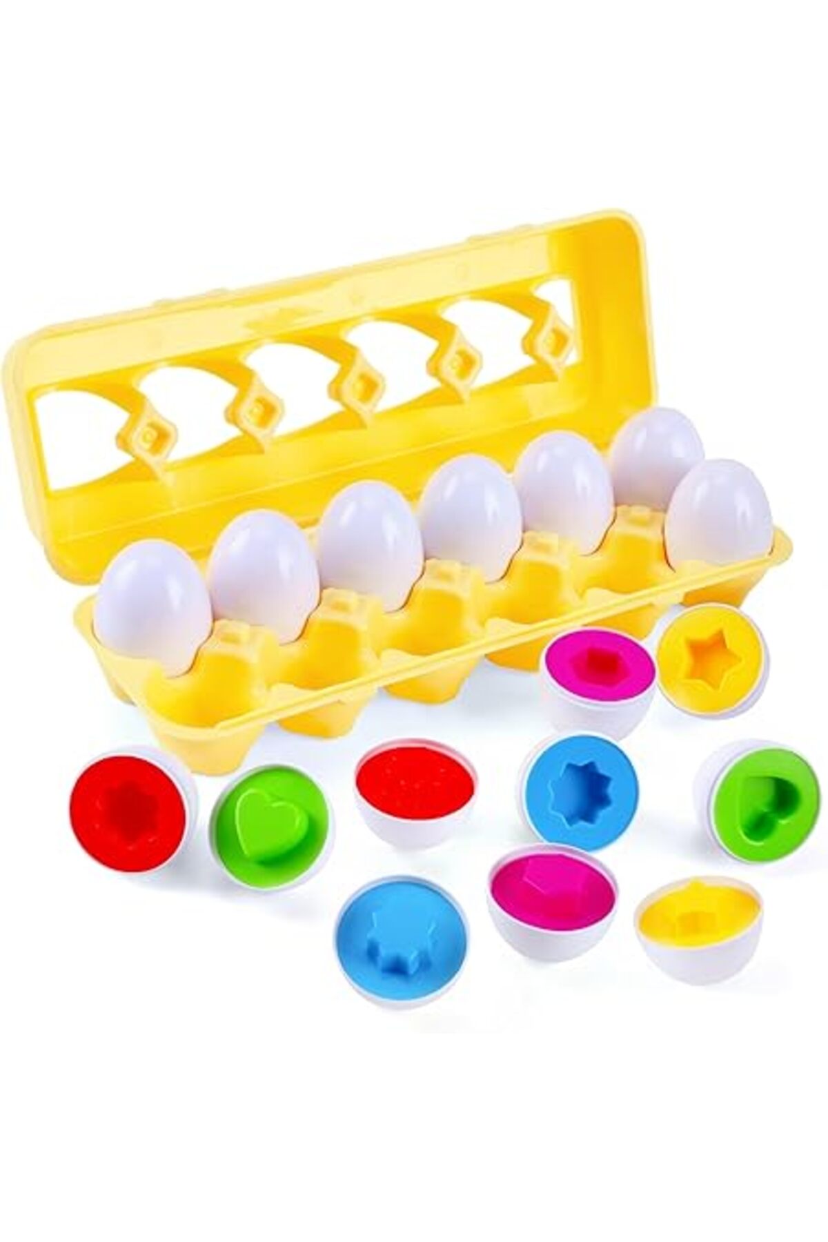 تخم‌مرغ‌های جورکردنی - اسباب‌بازی کودک نوپا - اسباب‌بازی‌های آموزشی برای تقویت مهارت‌های رنگ‌آمیزی و تشخیص رنگ، برای یادگیری رنگ‌ها و