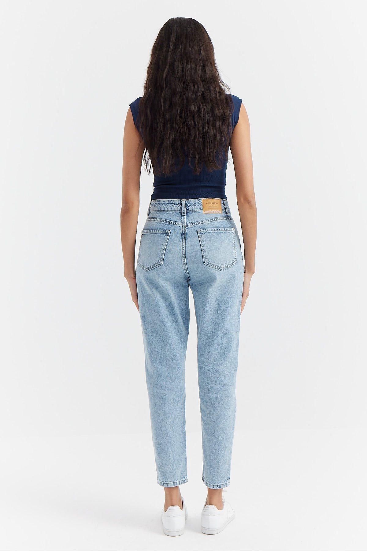 PAULMARK  Kadın Yüksek Bel Nakış Detaylı Kot Pantolon - Görsel 7