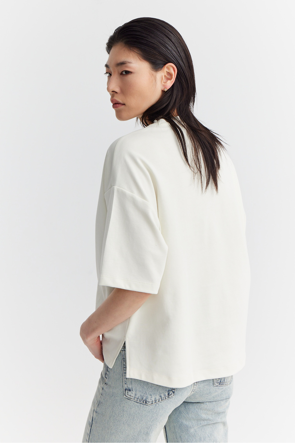 PAULMARK  Kadın Oversize Yumuşak Dokulu T-shirt - Görsel 5