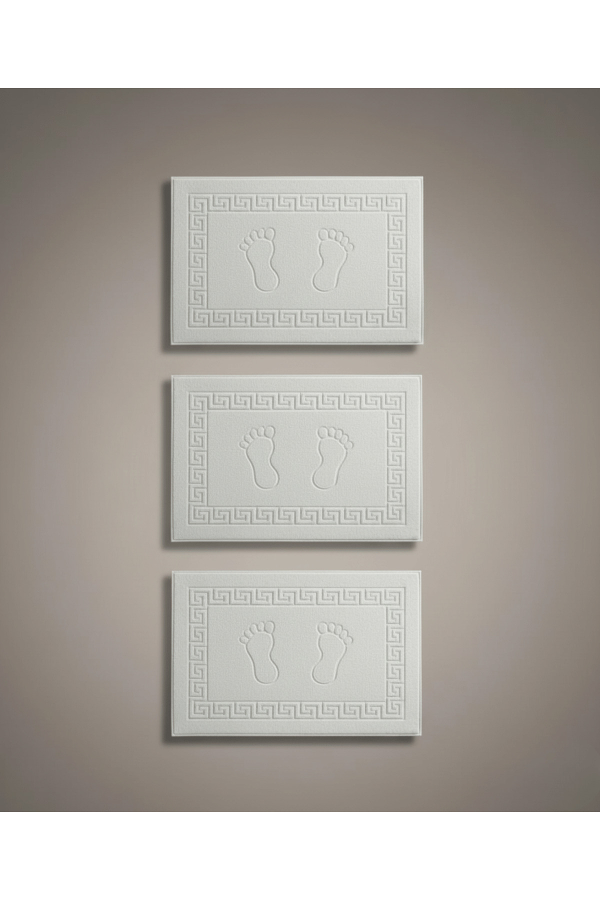 Foot Mat 100% Cotton | 3-Piece-White - Cotton-Soft Texture-Patterned-Bathroom-Toilet