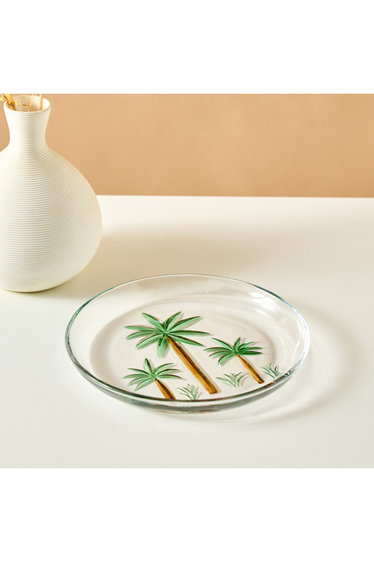 Lifestyle Palm Tree Glass Plate - 21 cm