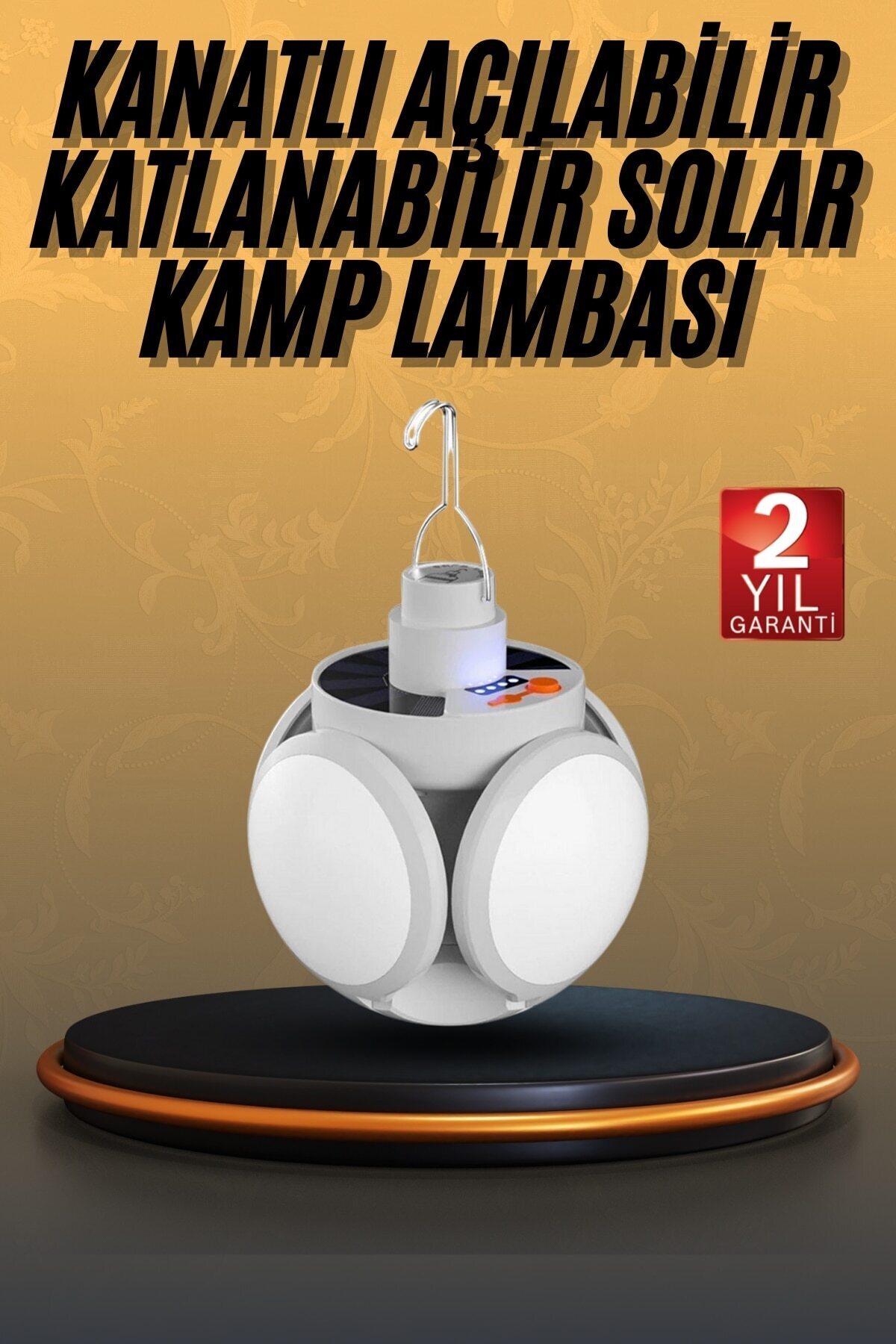 TeknoKesgin KESGİN MARKET ® 5 Kanatlı Bahçe Aydınlatma Led Askılı Solar Güneş Enerji Usb Sarjlı