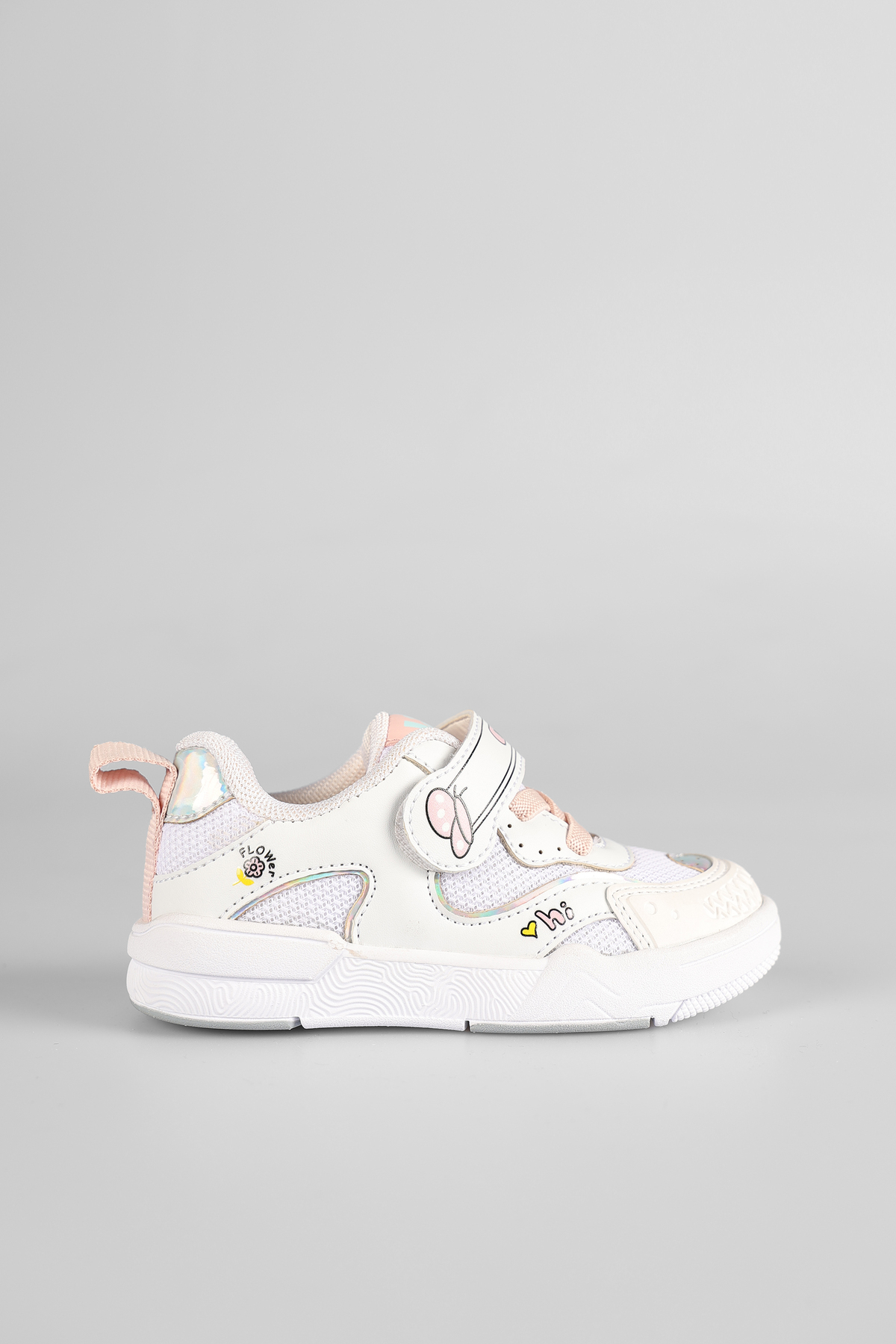 Vicco Repair Printed Baby Girl White/Powder Sneaker