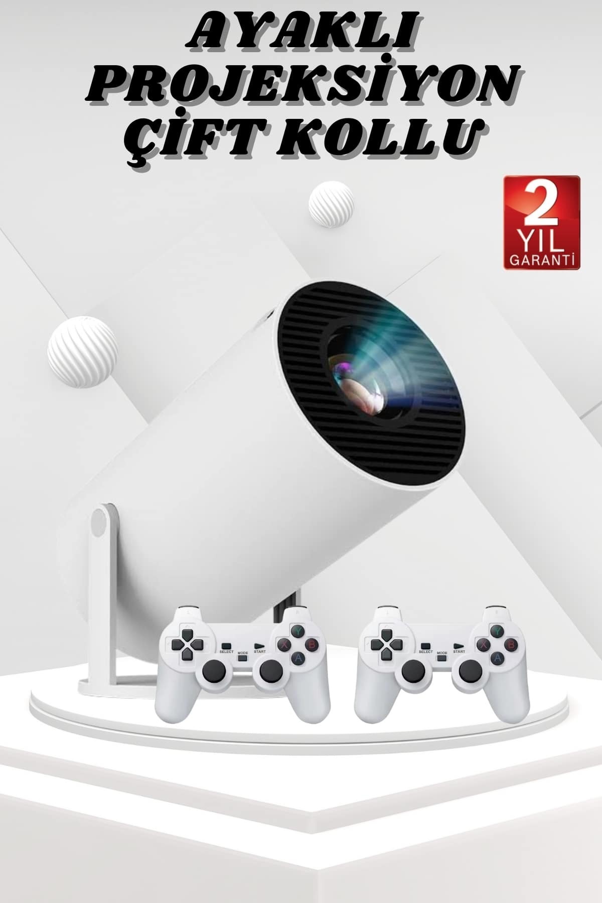 TeknoKesgin KESGİN MARKET ® Ayaklı Oyun Projeksiyonu Çift Kollu Taşınabilir Sinema Projektörü