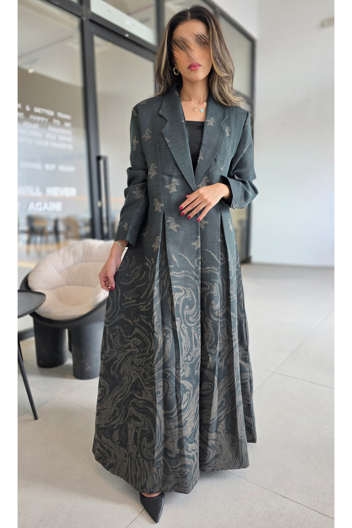 Indian abaya of linen with blazer style