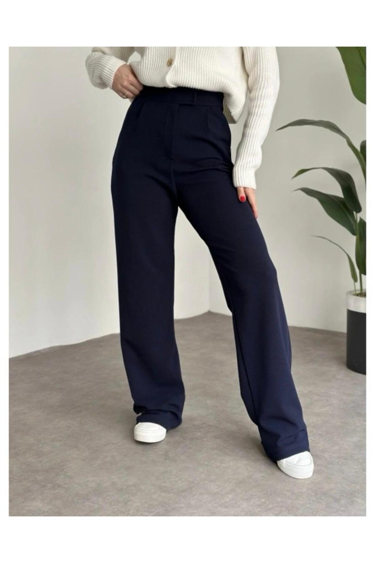 WİSHTEX  WİSH - Likralı Cırt Kapama Palazzo Pantolon - Görsel 5