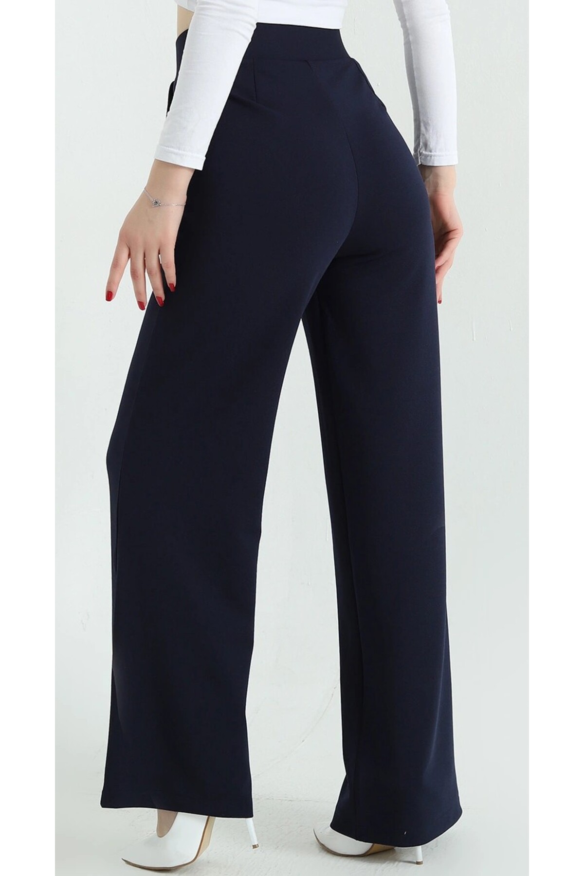 WİSHTEX  WİSH - Likralı Cırt Kapama Palazzo Pantolon - Görsel 6