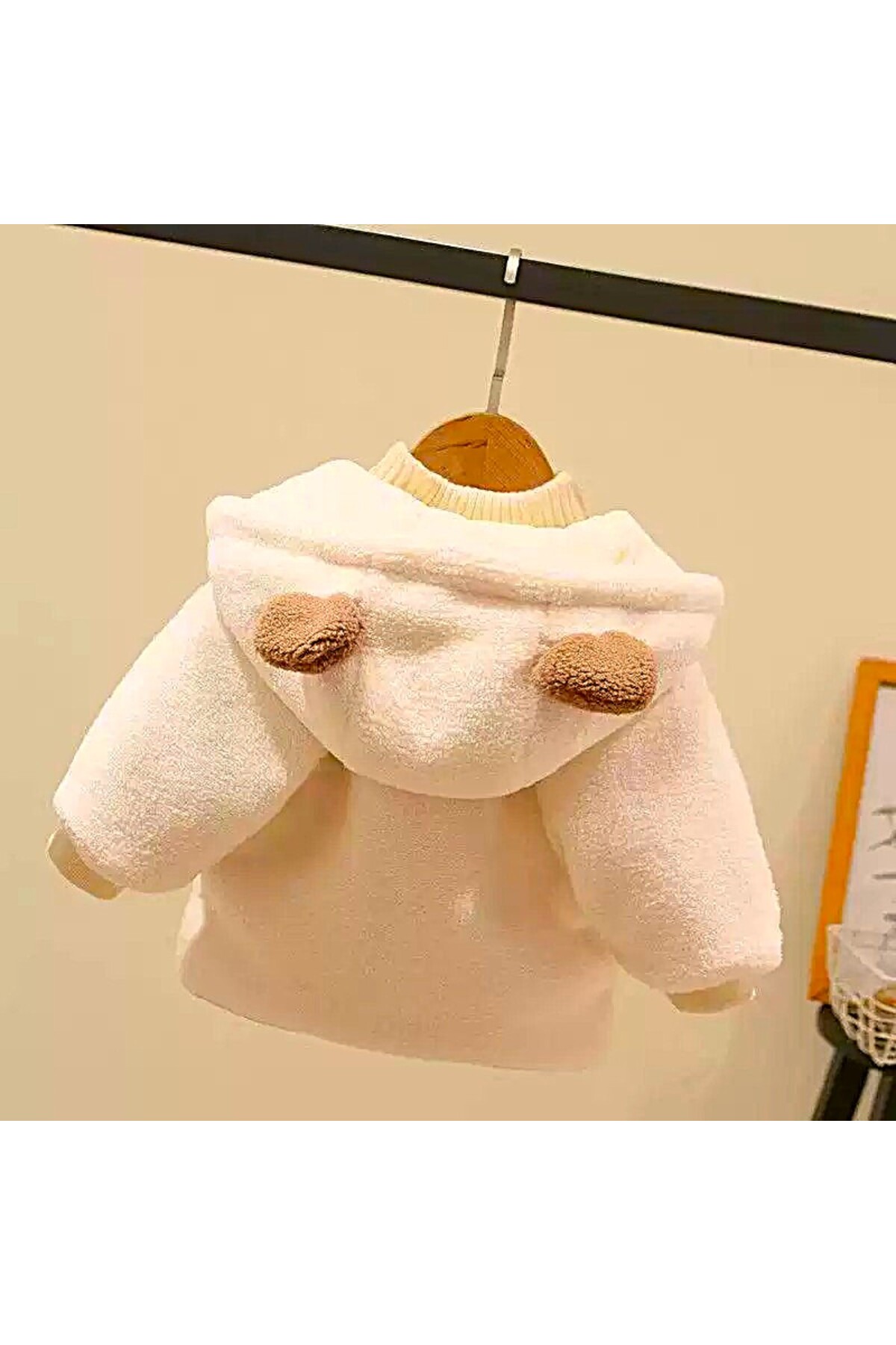 melisam.msg Kız Erkek Kış Kalın Peluş Mont Kaban Sevimli Ayı Kulaklı fotoğrafı 4 (önizleme)