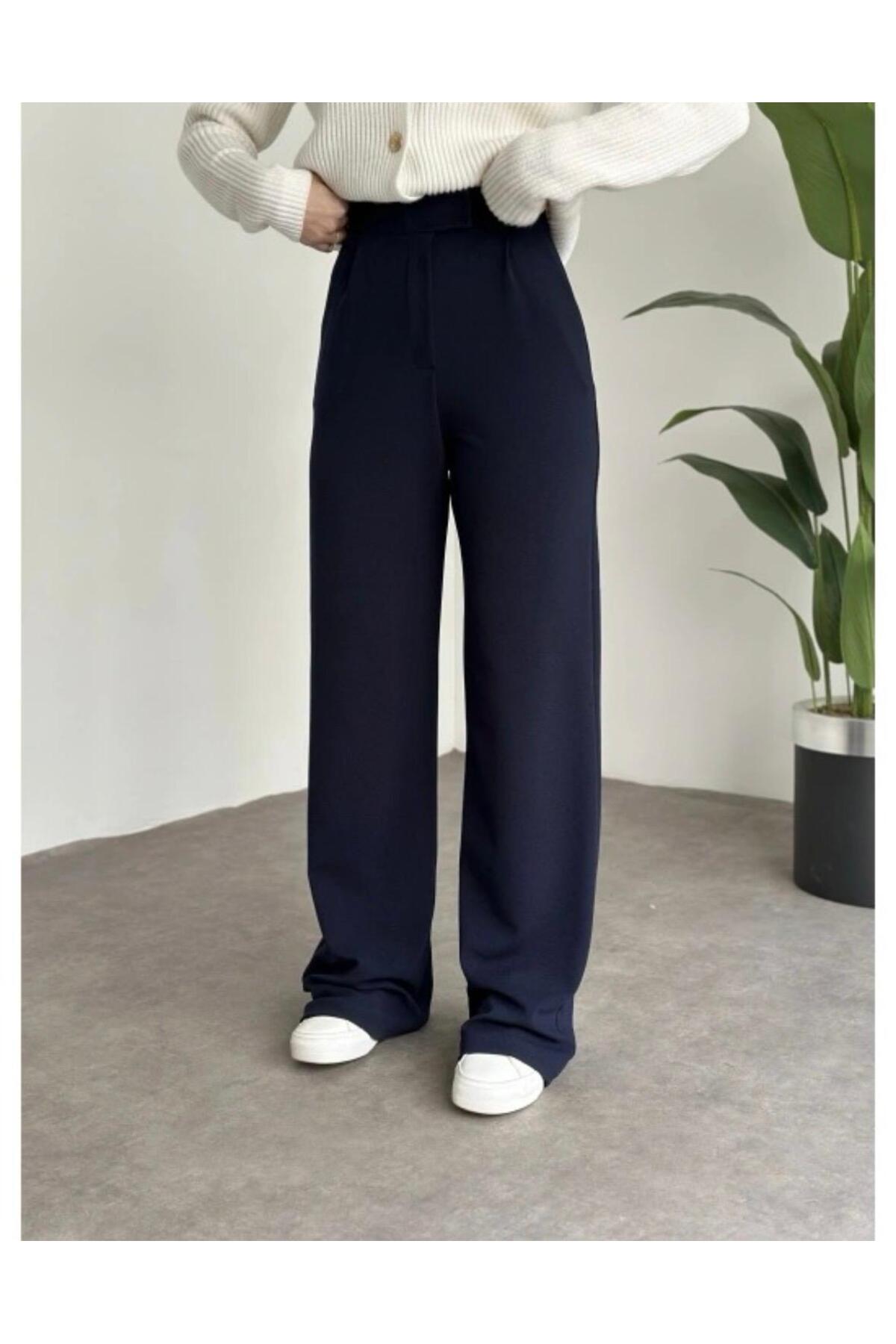 WİSHTEX  WİSH - Likralı Cırt Kapama Palazzo Pantolon - Görsel 4