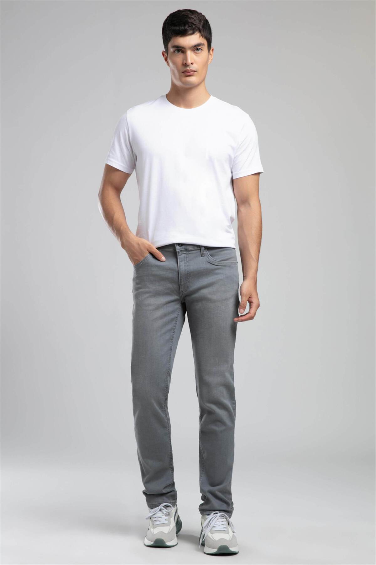 Lee Cooper Marco Normal Bel Dar Kesim Düz Paça Gri Erkek Jean Pantolon