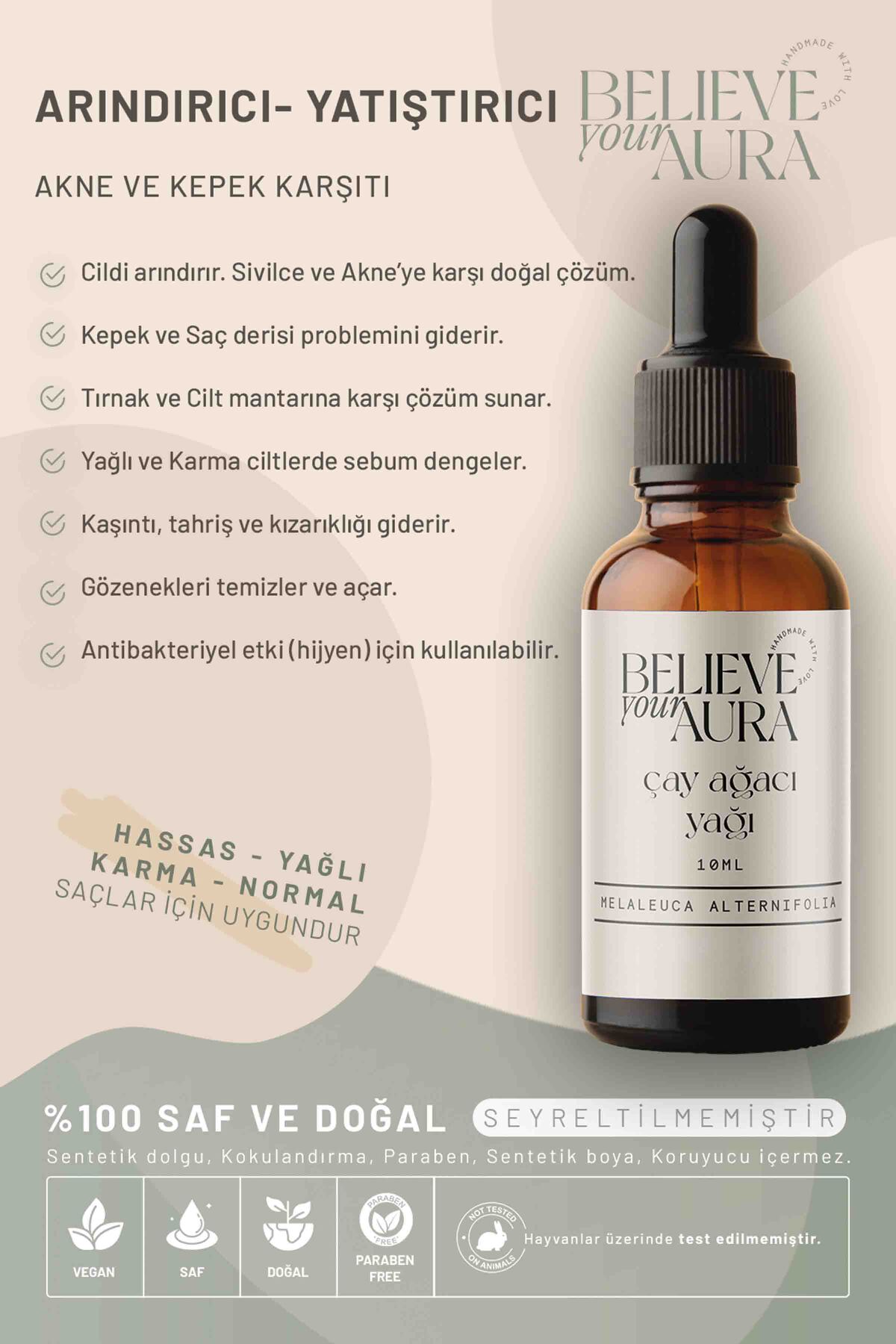 Çay Ağacı ve Badem Yağı Saç ve Cilt Bakım Seti - %100 Saf ve Doğal Arındırıcı Anti Aging - 2x10 ml — ATYSETCTBD — تصویر 2 از 6