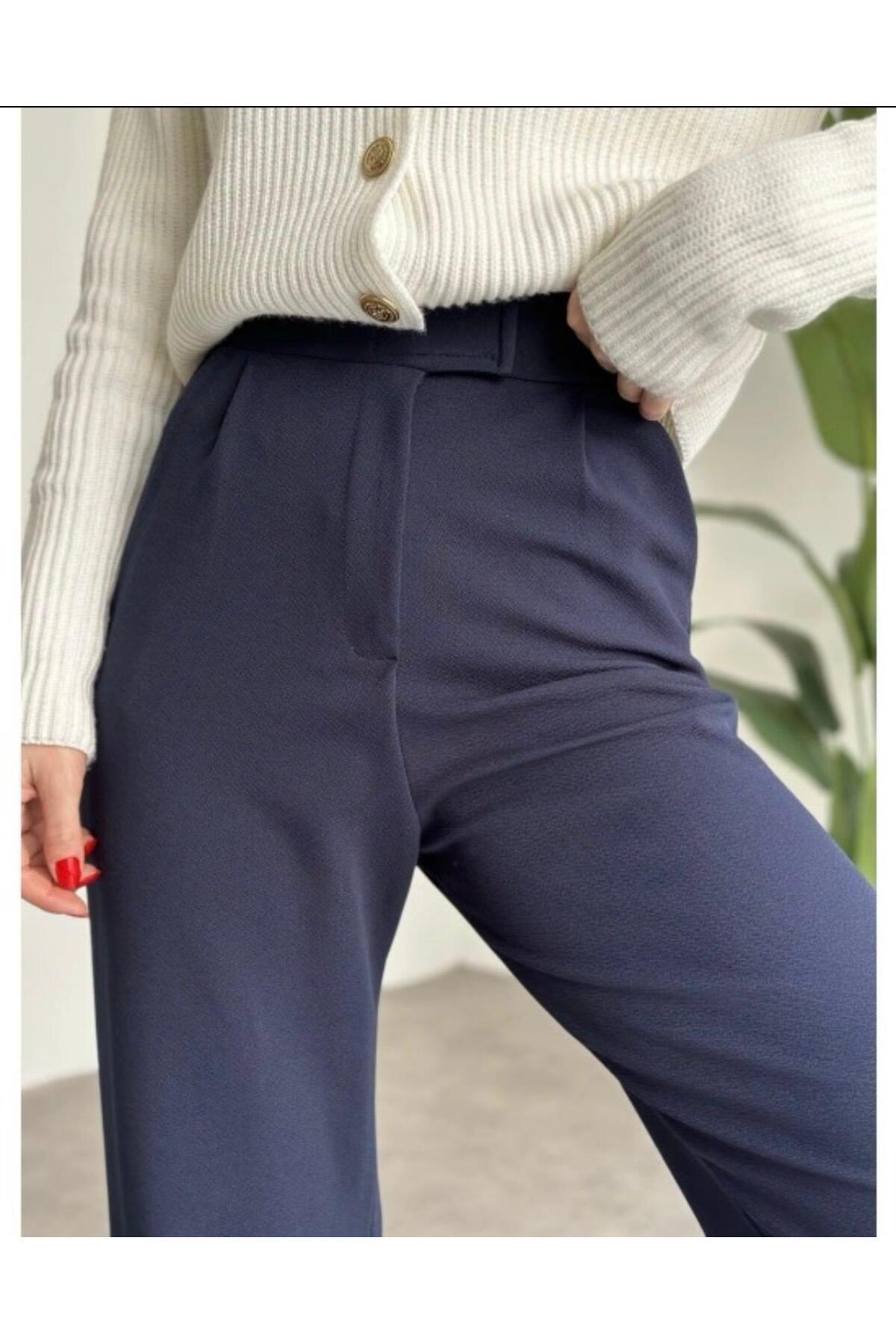 WİSHTEX  WİSH - Likralı Cırt Kapama Palazzo Pantolon - Görsel 7