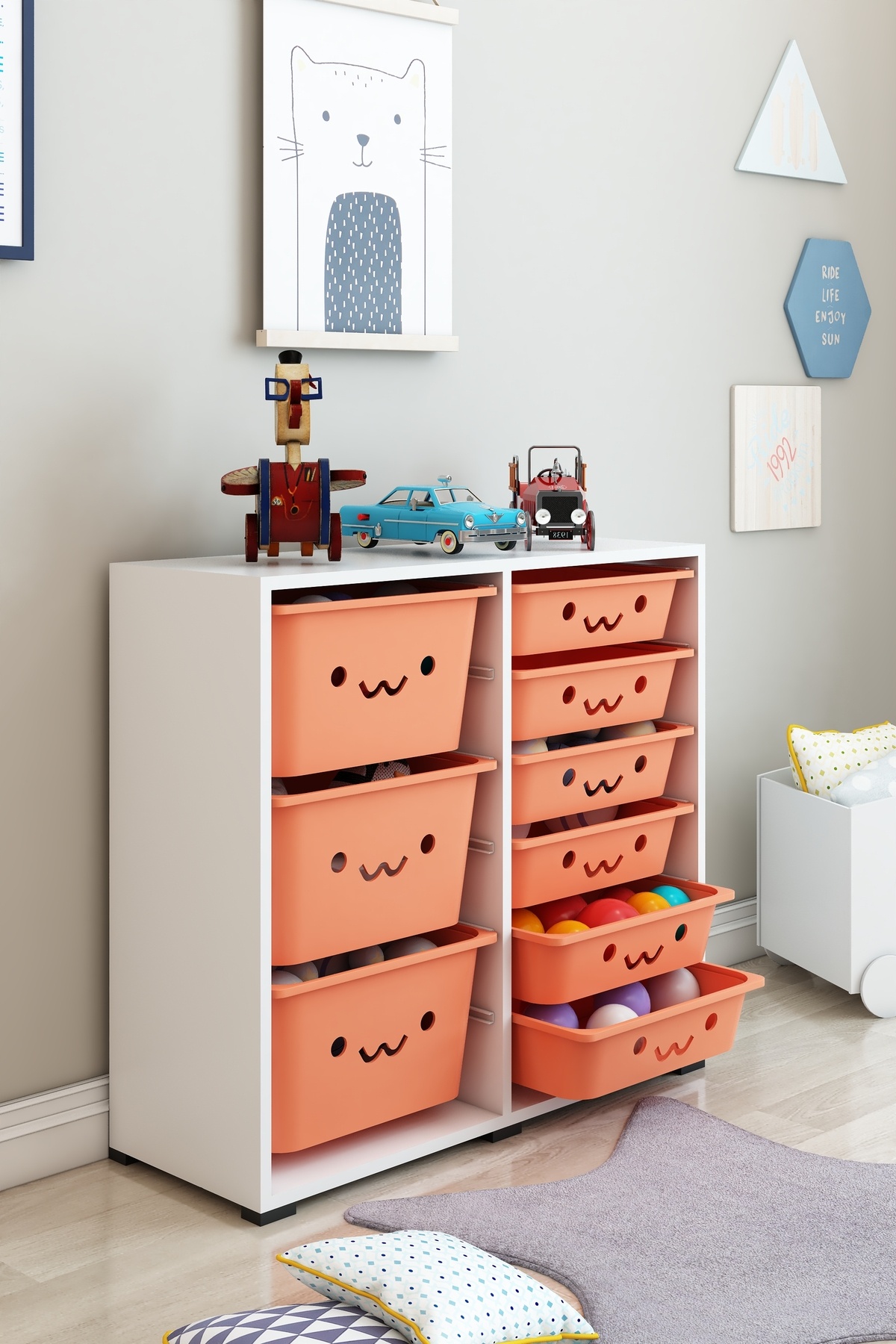 DEKOZUM KIDS Oyuncak Dolabı Oyuncak Saklama Kutusu Çok Amaçlı Depolama