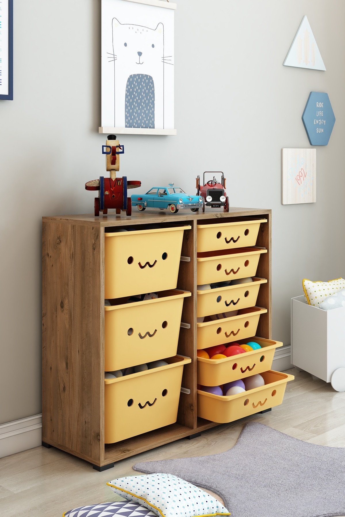 DEKOZUM KIDS Oyuncak Dolabı Oyuncak Saklama Kutusu Çok Amaçlı Depolama