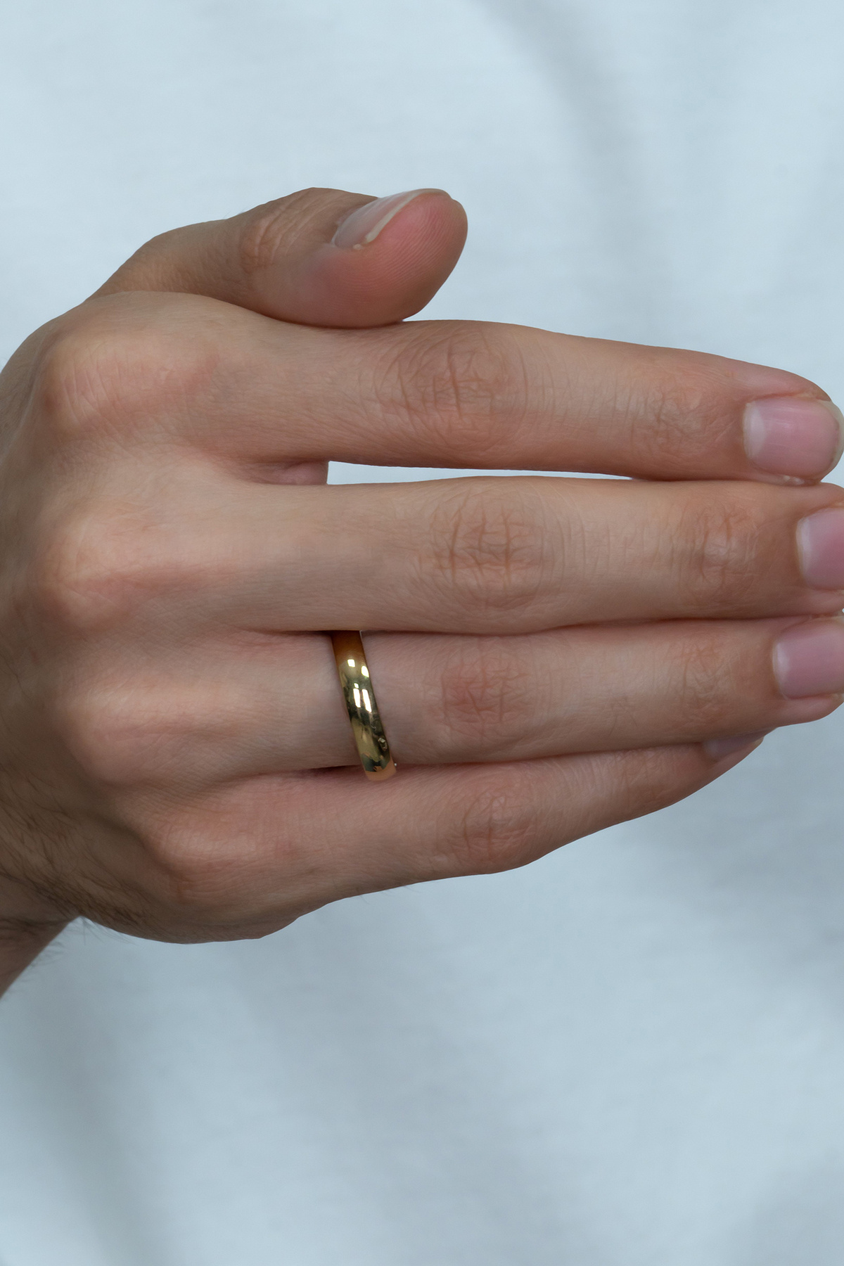 Takı Dükkanı  Kişiye Özel İsim Yazılı 4mm Bombeli Parlak Erkek Kadın Çelik Alyans Yüzük cl18ko - Görsel 4