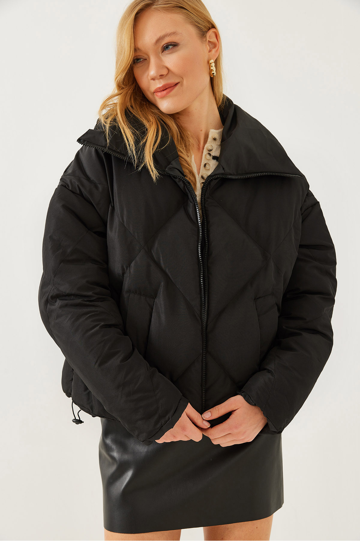 Detua Dik Yaka Oversize Mont görsel 4
