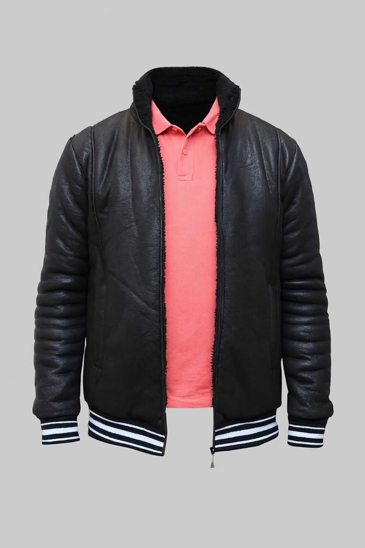 Ganise Kışlık kürk mont dışı kumaş deri değildir deri görünümlü oversize