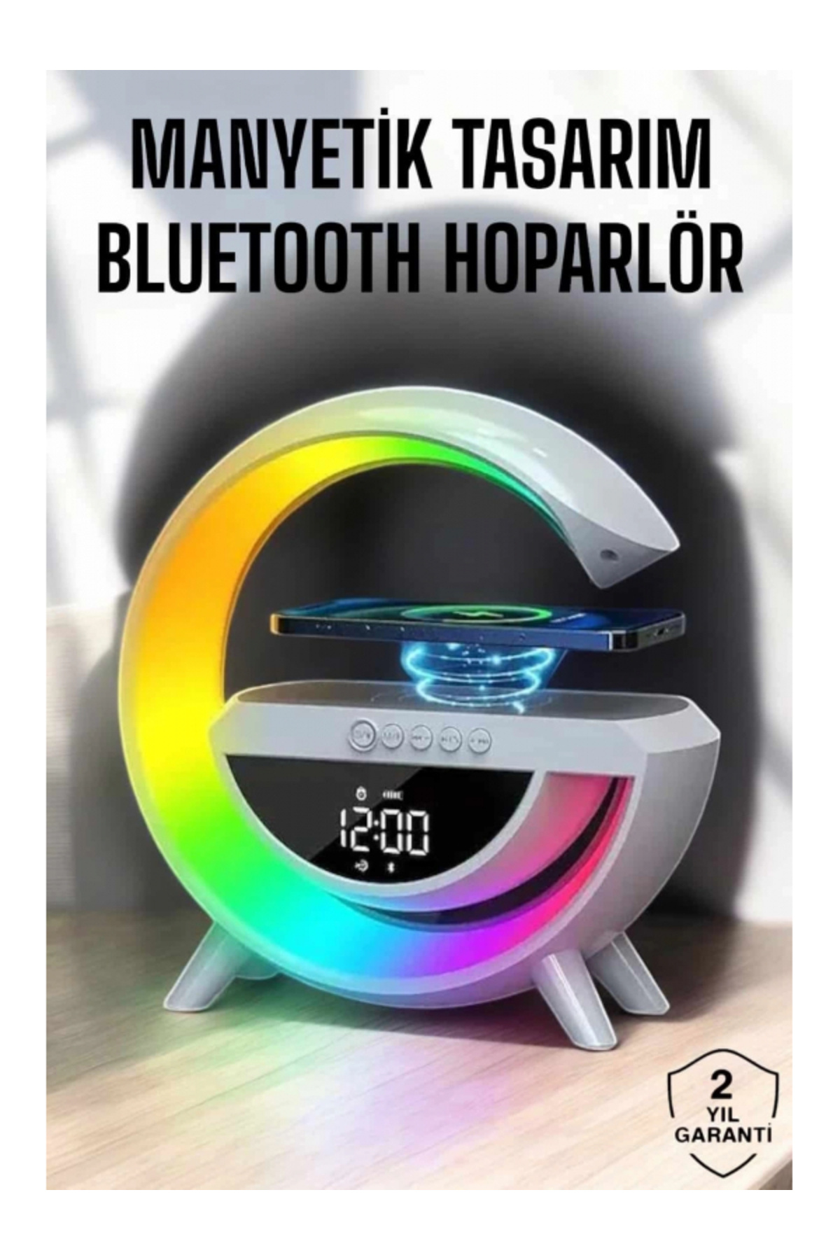 SELFBUYSELL Bluetooth Hoparlör Dijital Göstergeli Wireless Şarj RGB Işıklı