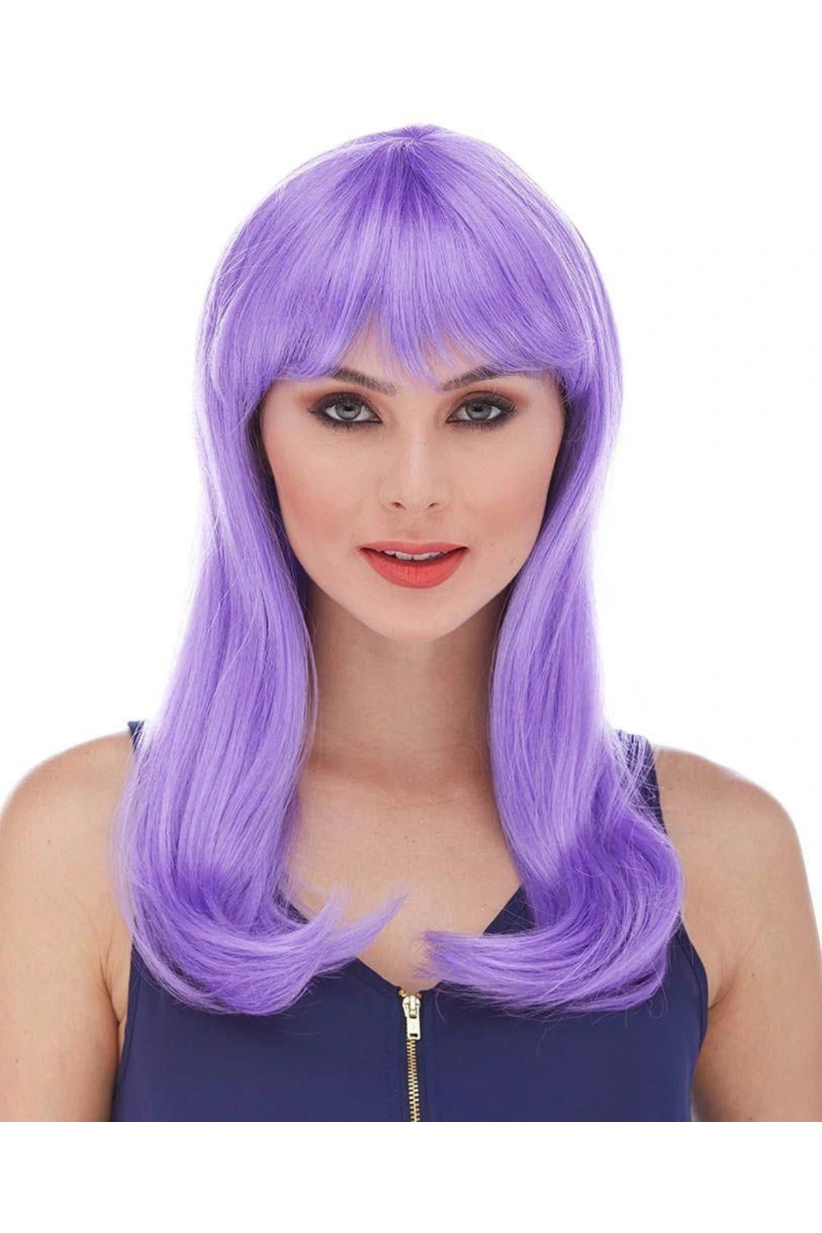 shopwave Mor Renk Uzun Düz Parti Peruğu