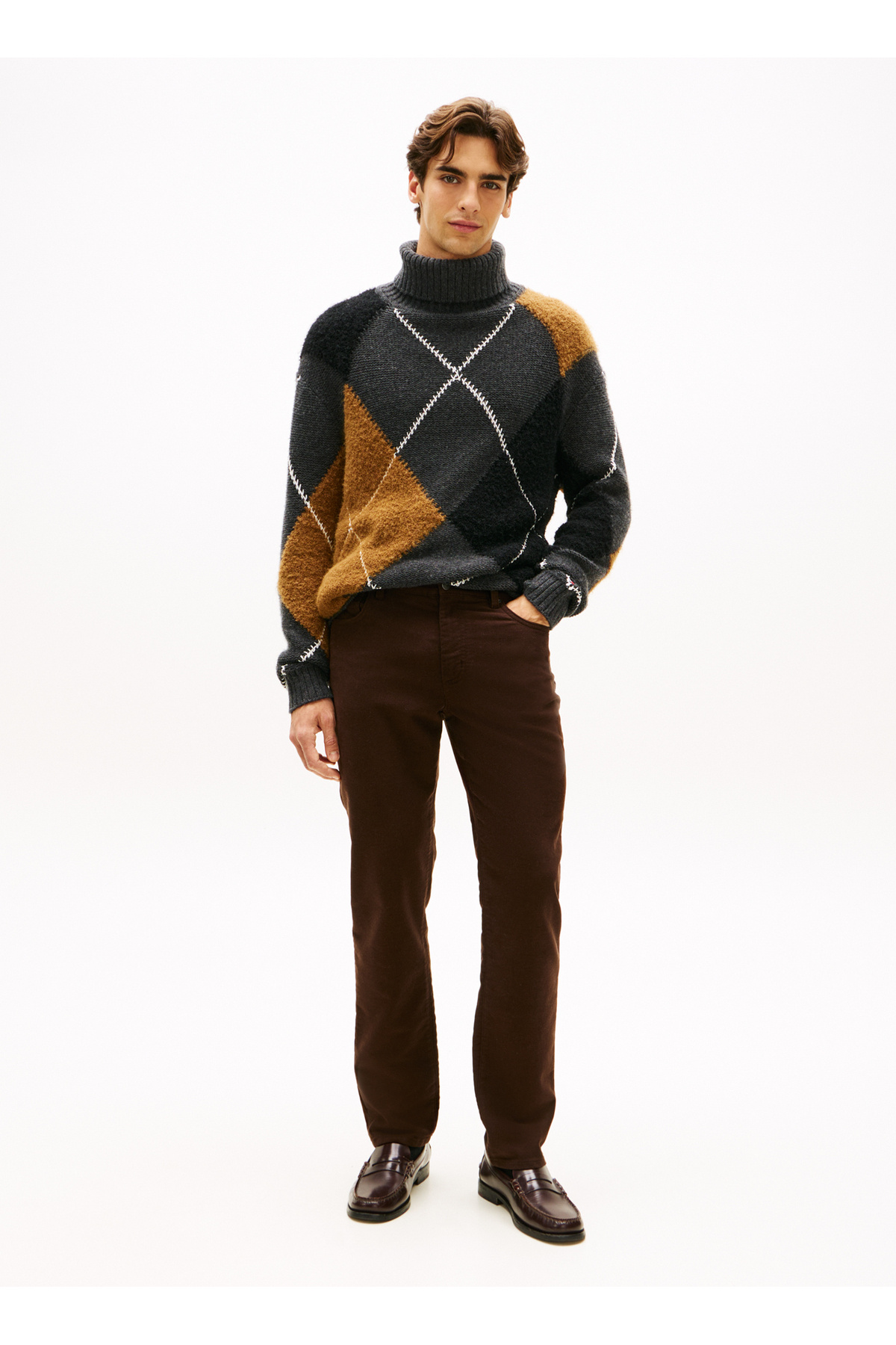 تامی هیلفیگر شلوار مردانه کمر معمولی، ساق معمولی، قهوه‌ای معمولی، MW0MW40266، GUE_DENTON، بسته 5 عددی، MOLESKIN