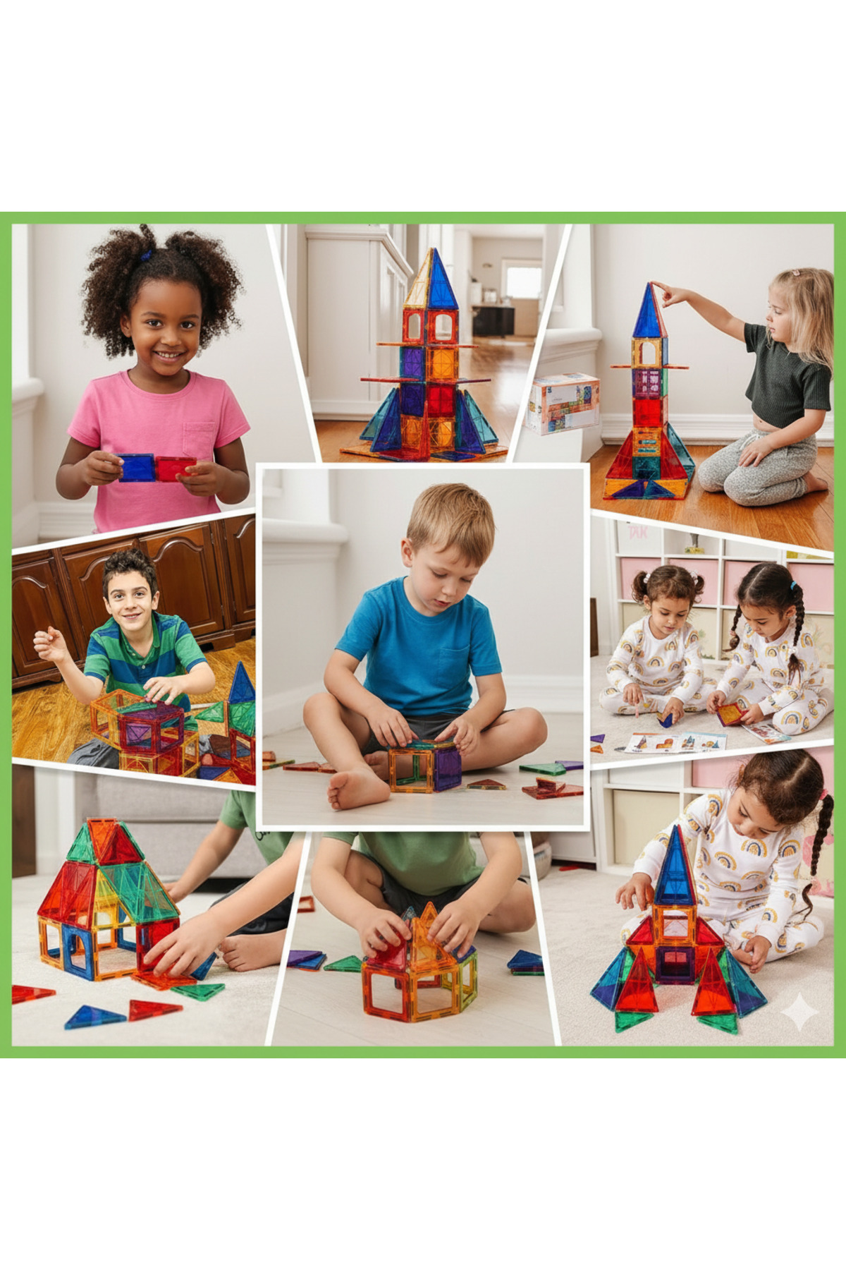 مجموعه ۱۰۰ تایل ساختنی مغناطیسی، بلوک‌های آموزشی STEM برای کودکان بالای ۳ سال، اسباب‌بازی ساخت‌وساز سه‌بعدی