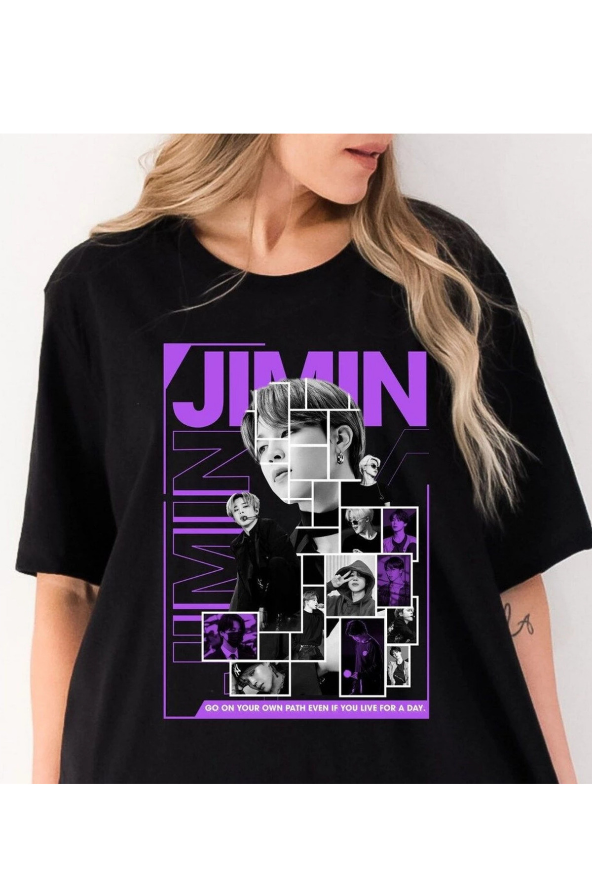 barsdepo BTS JIMIN FACE Baskılı Tişört, Oversize Unisex Tişört