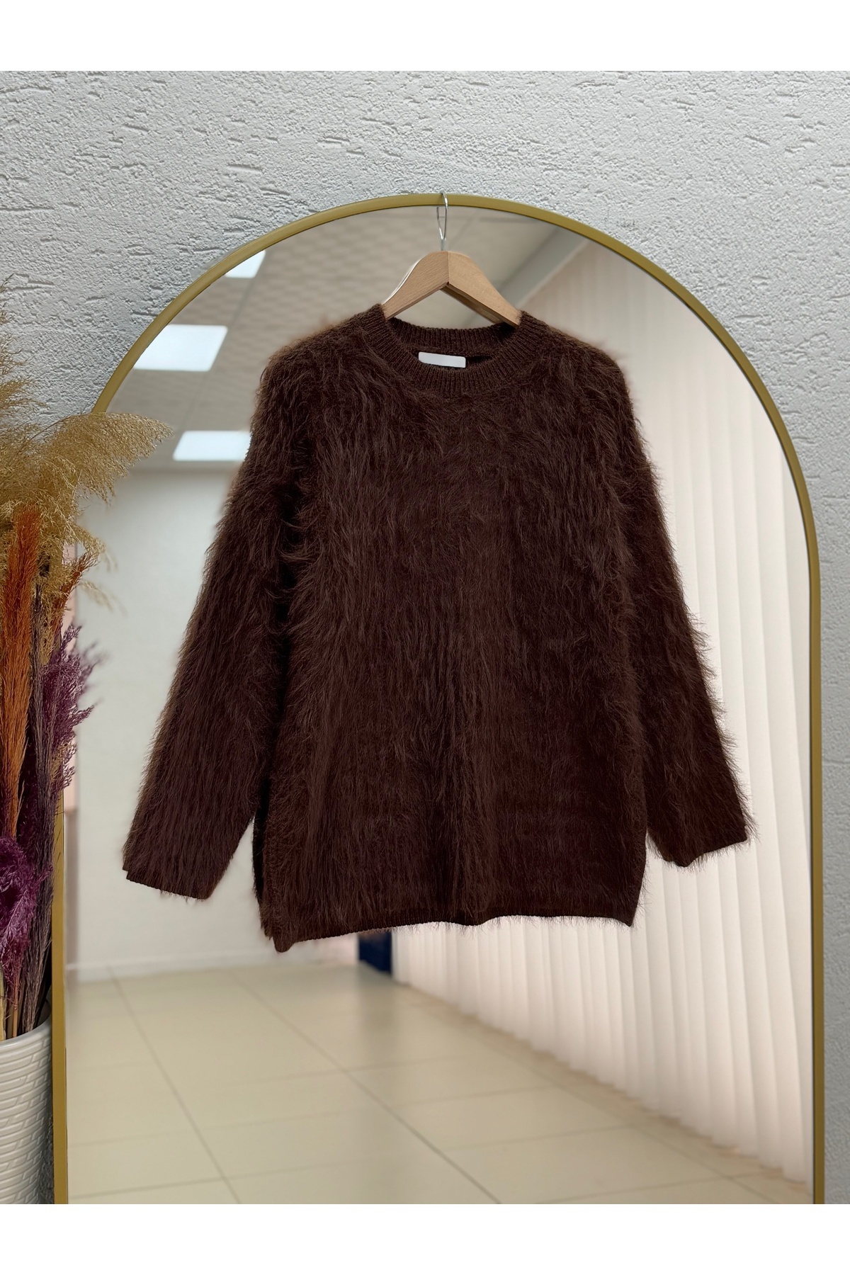 MİHRA STORE Celina Sakallı Yumoş Kazak-Zİ7004 Kahve