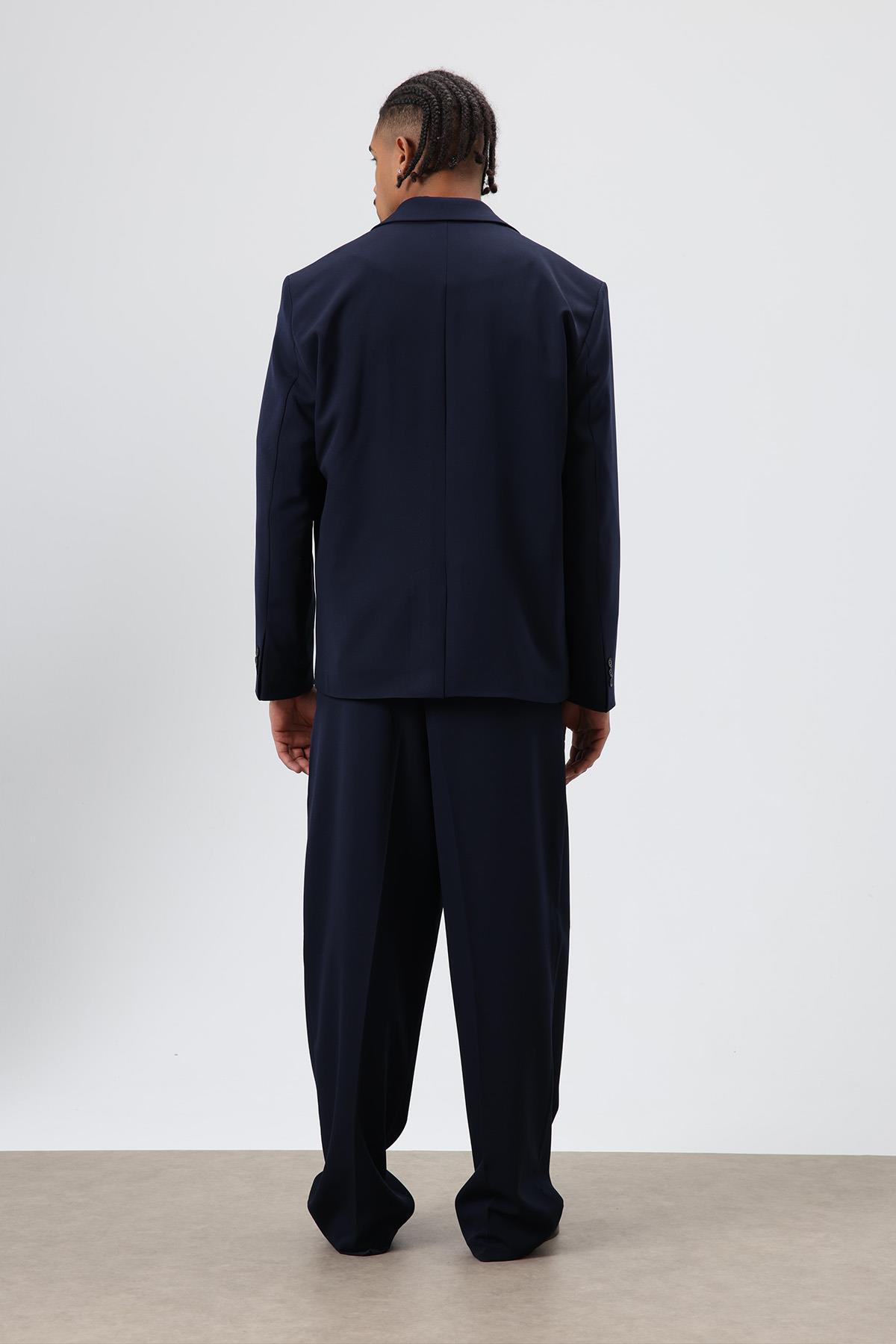 VAMOSCLO Relaxed Fit Takım Elbise Lacivert görsel 6