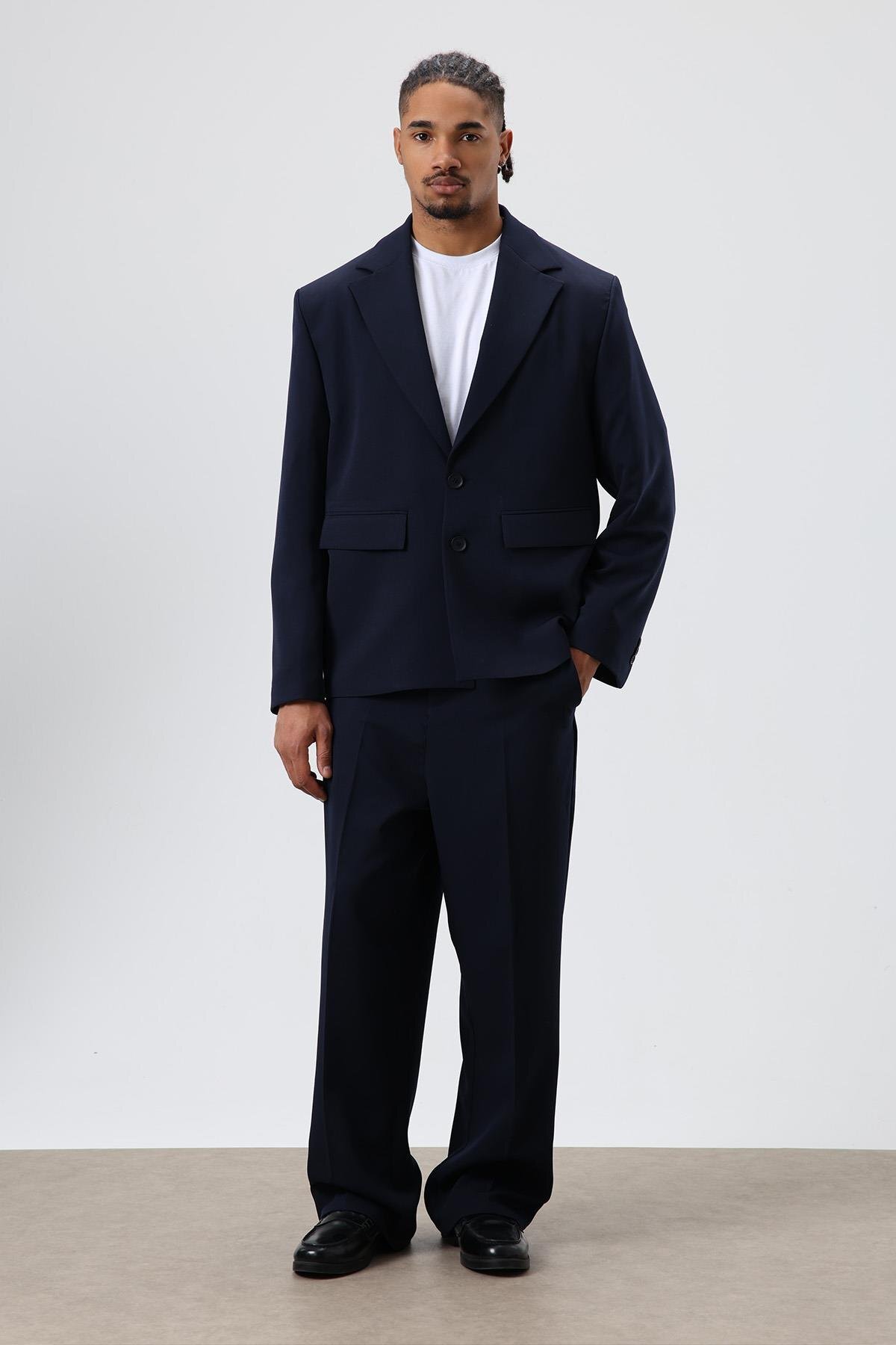 VAMOSCLO Relaxed Fit Takım Elbise Lacivert