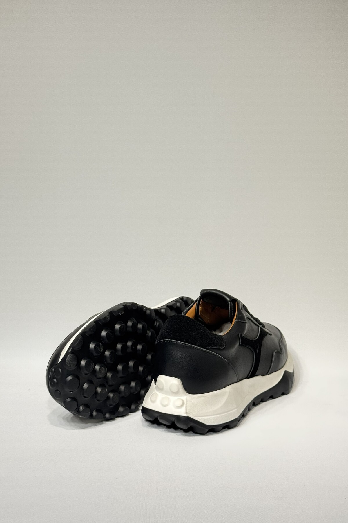 velravin  Felix Erkek Hakiki Natural Deri Bağcıklı Siyah Sneaker Ayakkabı - Görsel 5