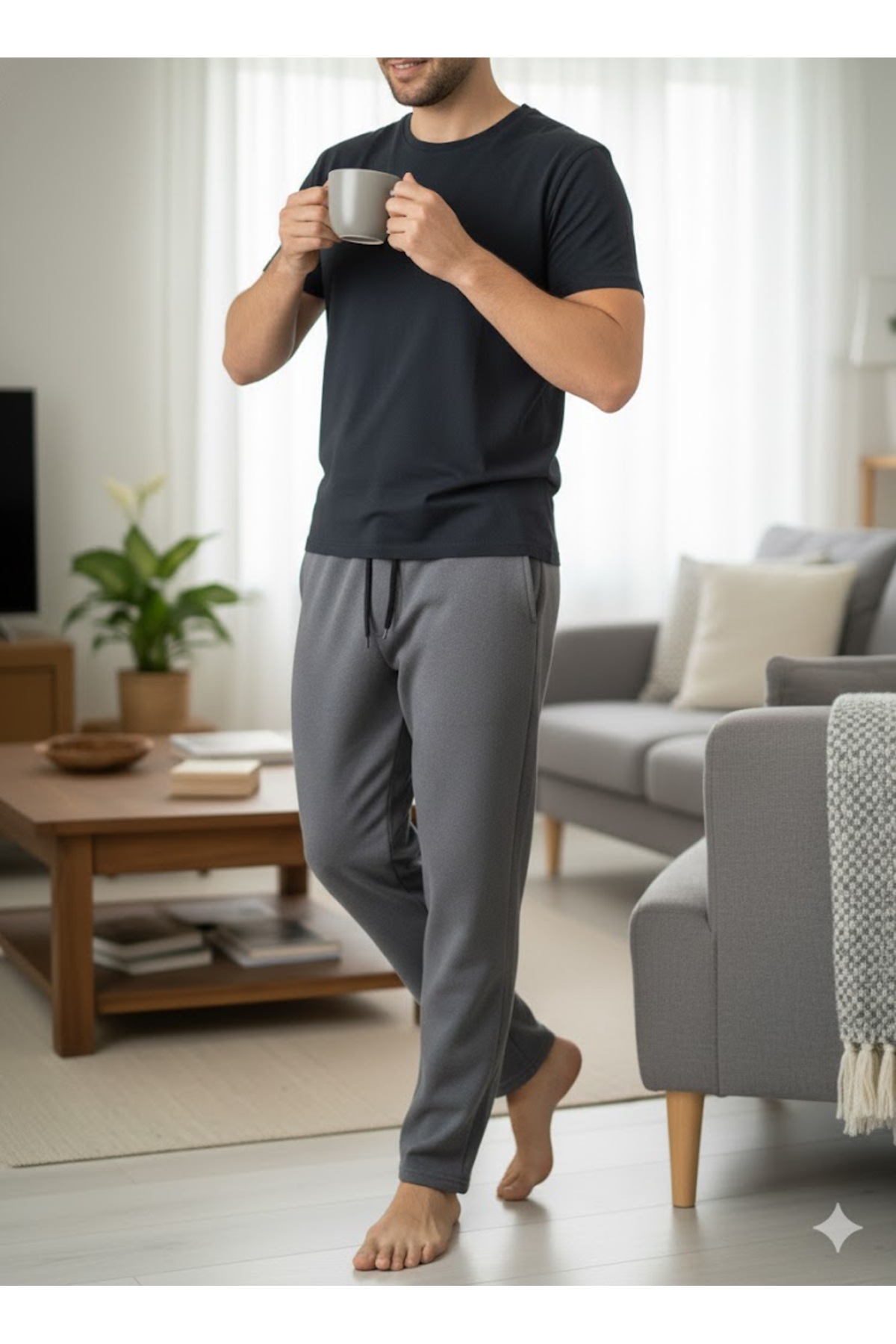 FAMESTEKSTİL  ERKEK ANTRASİT POLAR EŞOFMAN ALTI - Görsel 2