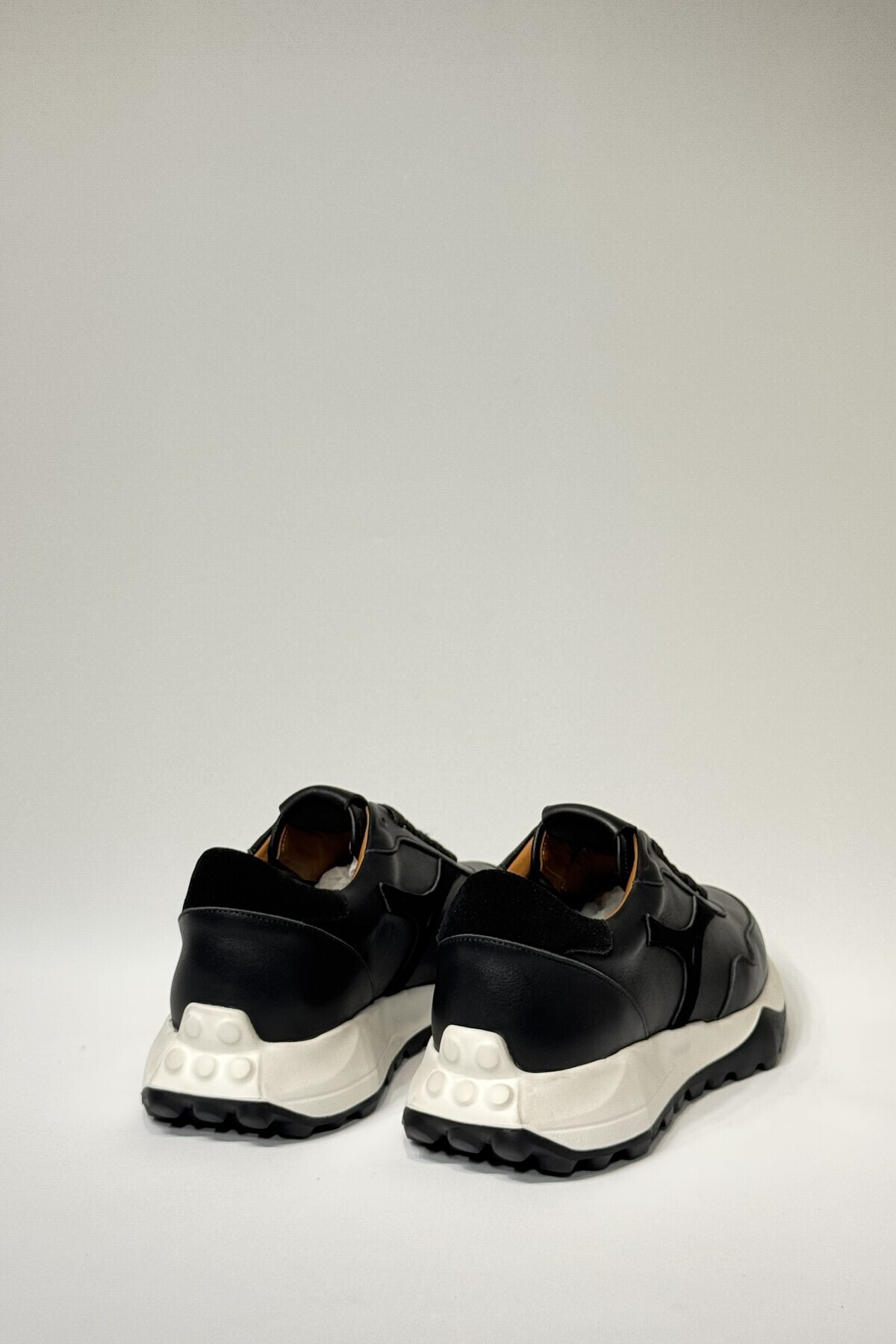 velravin  Felix Erkek Hakiki Natural Deri Bağcıklı Siyah Sneaker Ayakkabı - Görsel 6