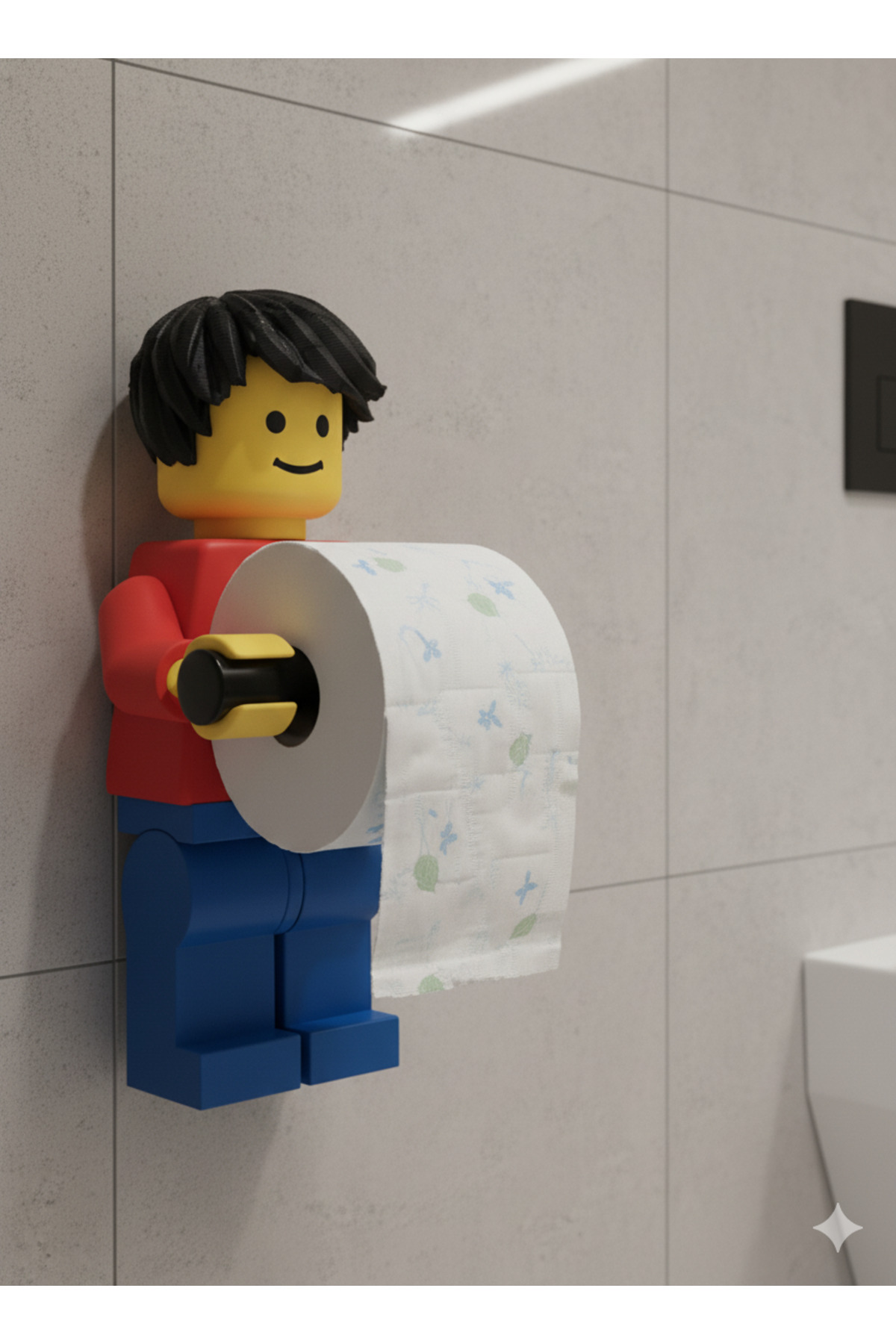 ÖZTÜRK MAKİNE Tuvalet Kağıdı Tutucu Tuvalet Kağıtlığı Saçlı Model - Büyük Boy -lego Adam Tuvalet Kağıdı Tutucu