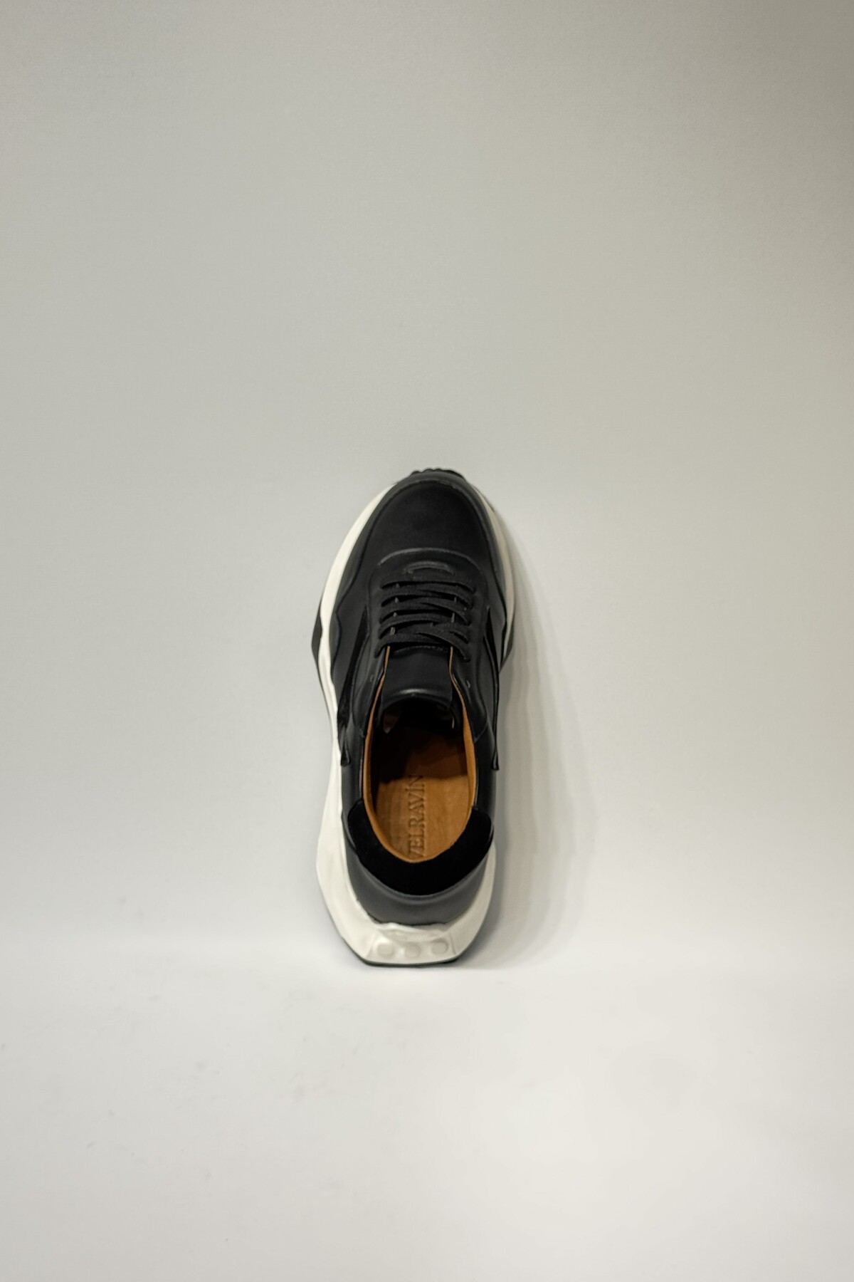 velravin  Felix Erkek Hakiki Natural Deri Bağcıklı Siyah Sneaker Ayakkabı - Görsel 7