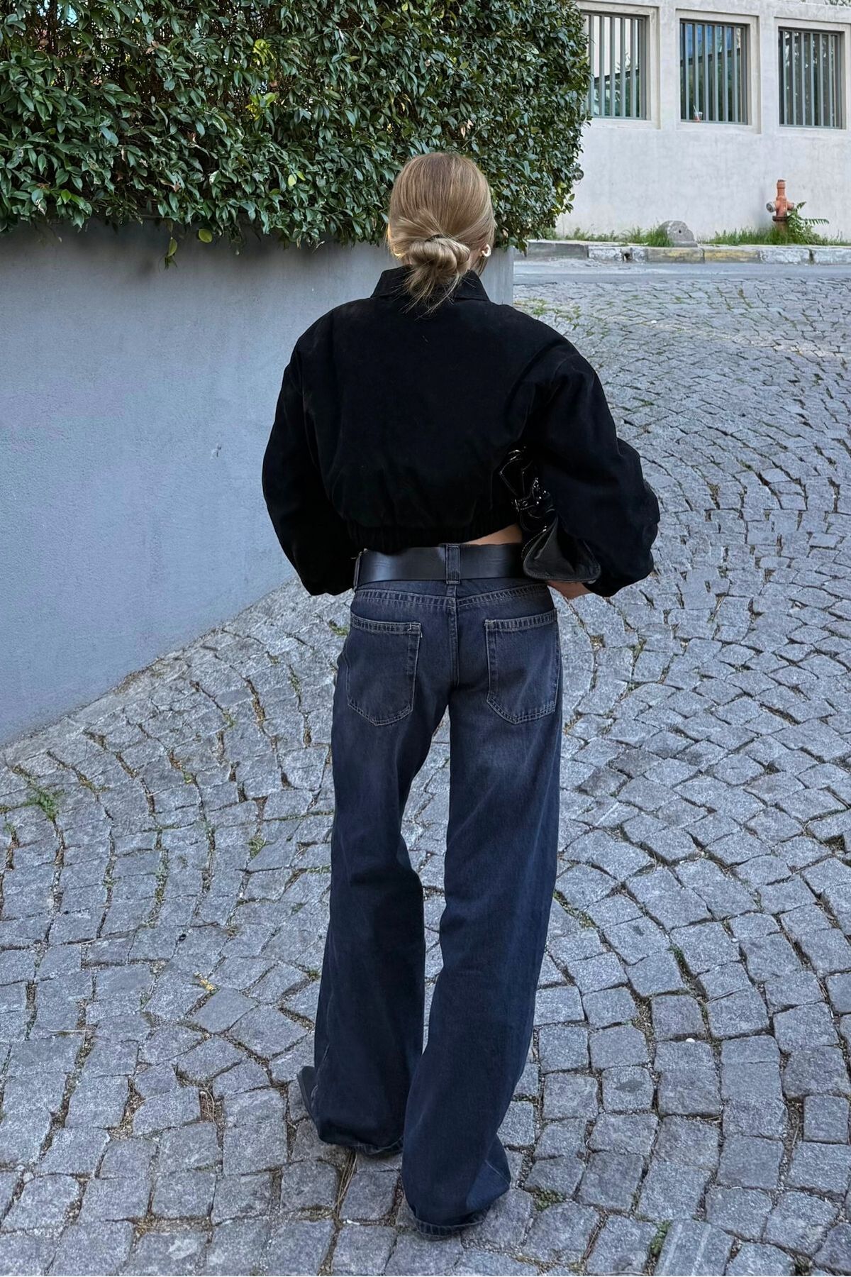 bases.  Soluk Efektli Düşük Bel Geniş Paça Jean - Görsel 8