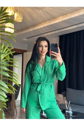 Butik Bağlamalı keten takım