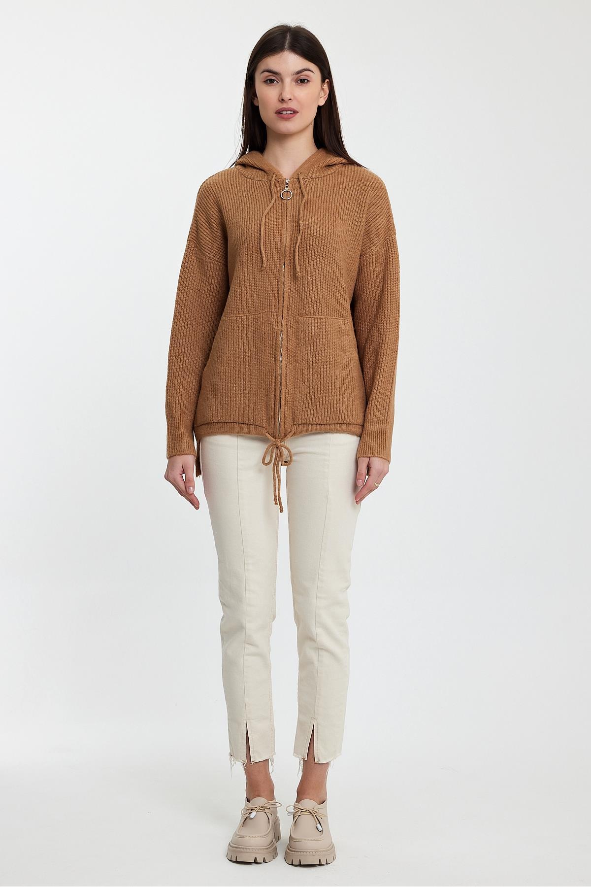 ALEXANDERGARDI  KAPÜŞONLU FERMUARLI TRİKO HIRKA(A92409-S) - Görsel 4