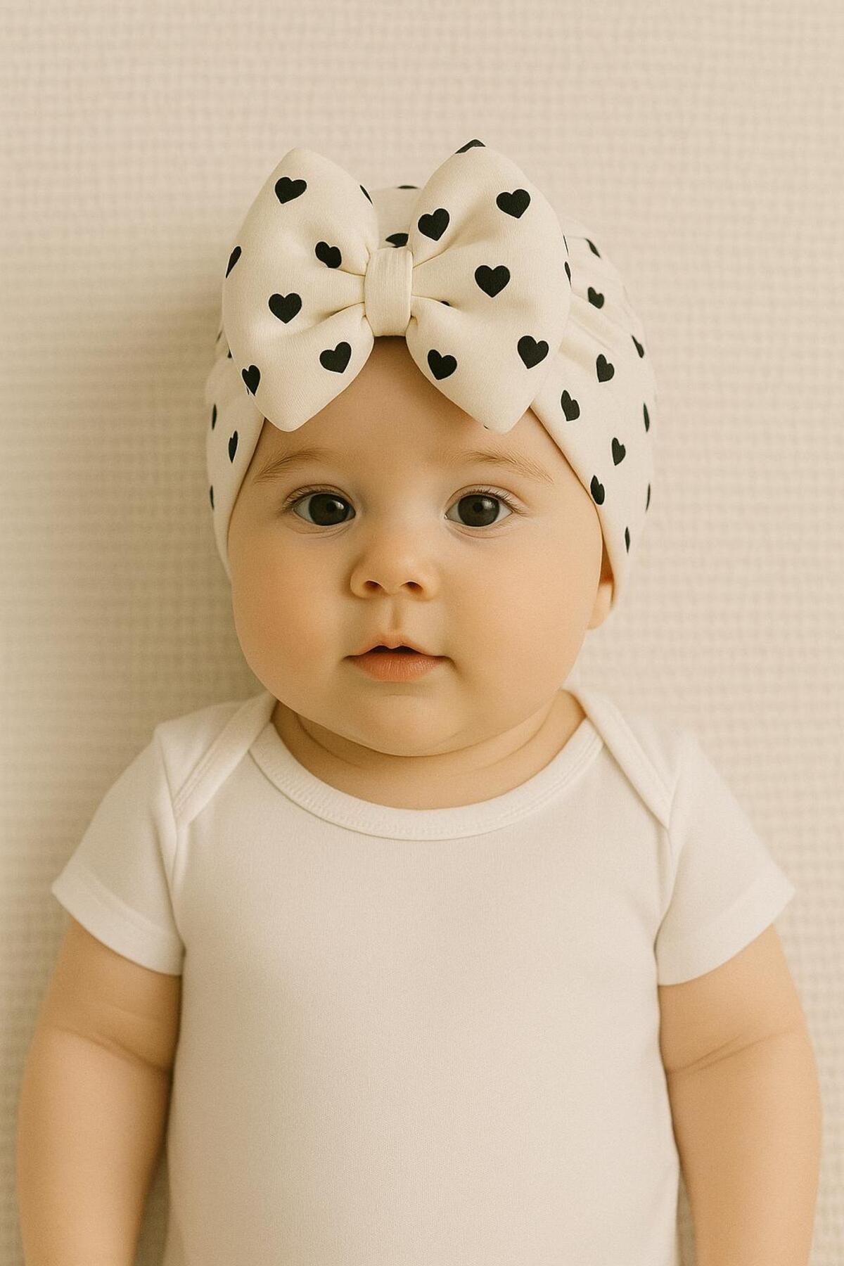 BYS BABY FASHION Yenidoğan Kız Bebek / Kız Çocuk Puantiyeli Fiyonklu Çift Kat Bone 0-12 Ay Arası Kullanıma Uygundur fotoğrafı 4 (önizleme)