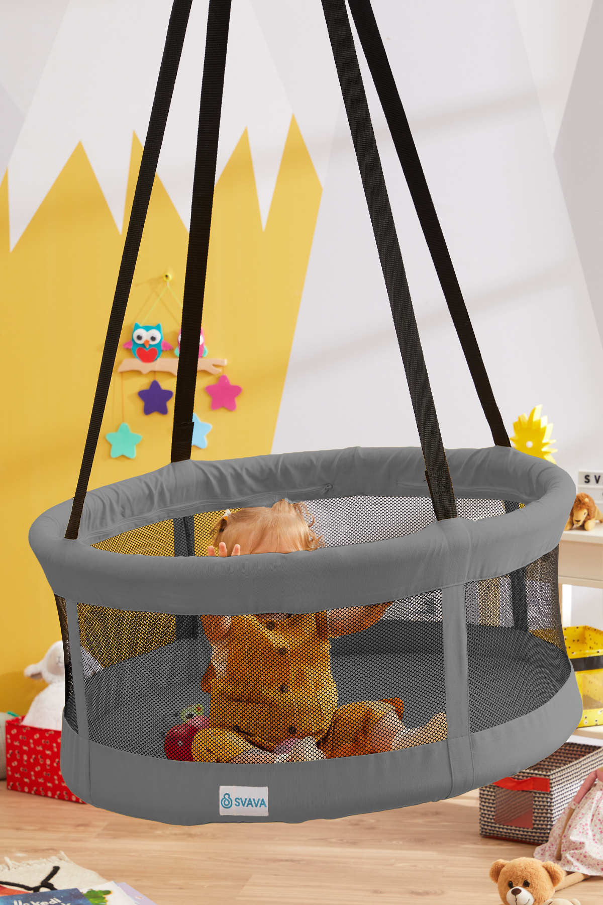 Svava Sepet Salıncak Tavan Salıncağı Çocuk Salıncağı ( Gri ) fotoğrafı 3 (önizleme)