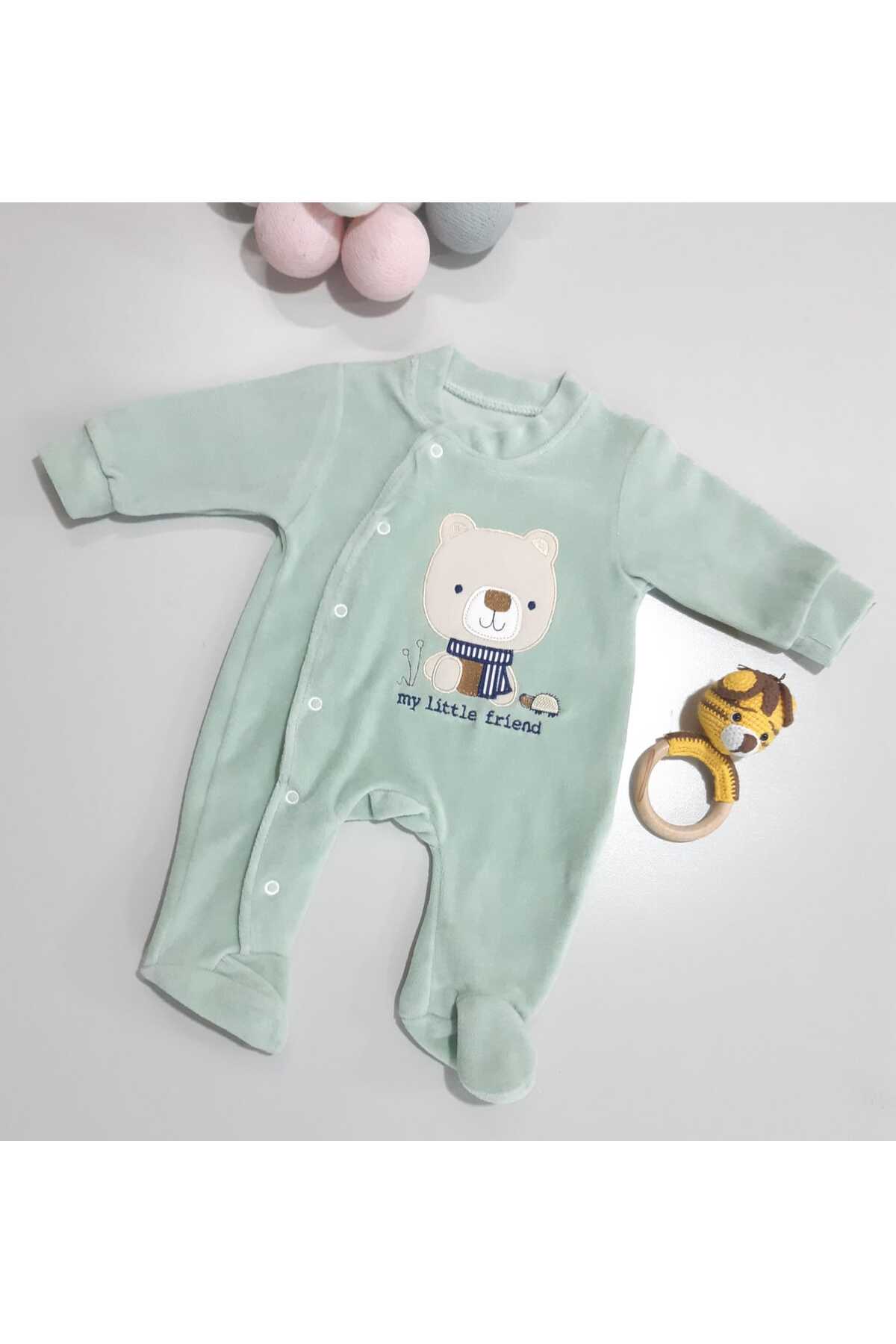 Sönmez Baby MY LİTTLE FRİEND BEAR KADİFE KIŞLIK BEBE TULUM fotoğrafı 2 (önizleme)