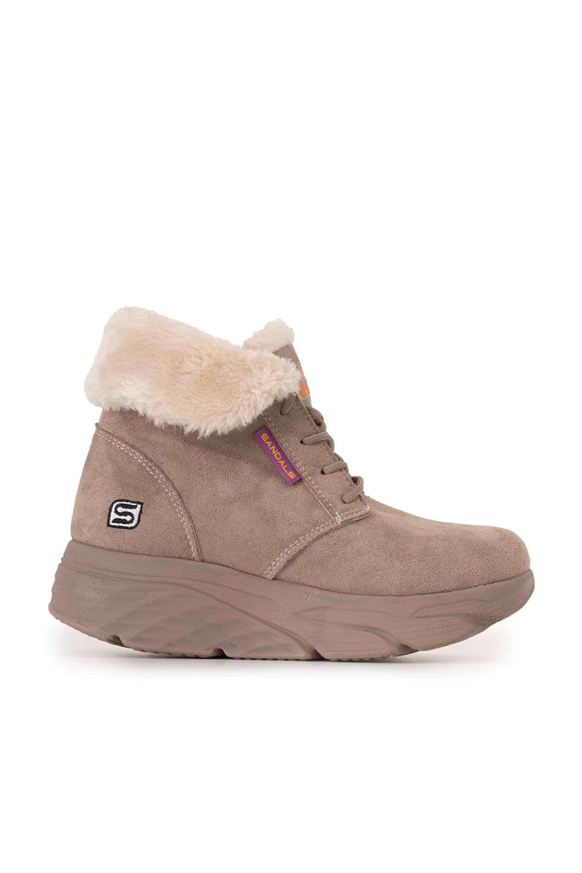 Women's Suede Furry Short Sports BootsSS001-0478 Beige