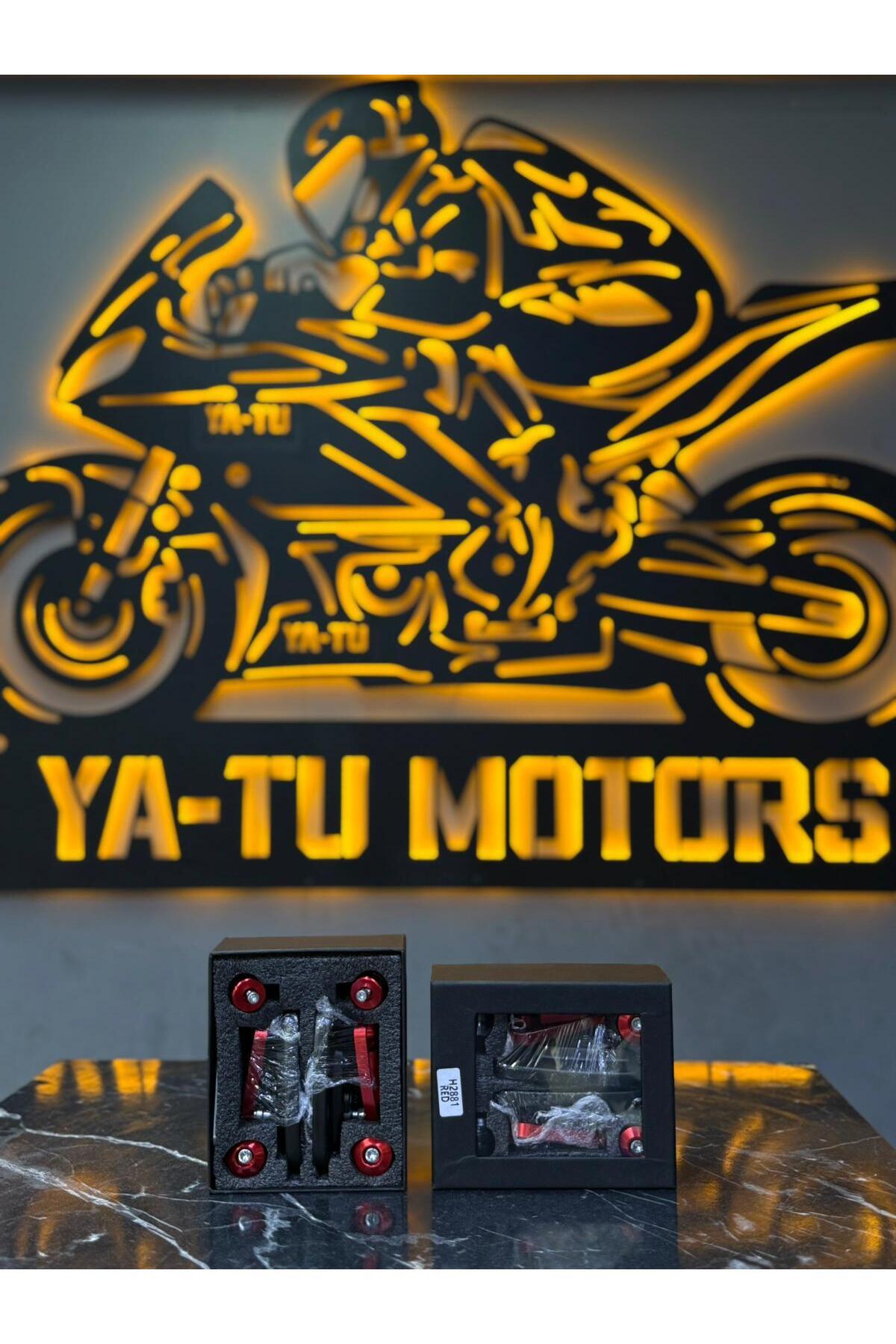 Motorjinal Motosiklet Gidon Ayna Seti Tüm Motorlara Uyumlu Kırmızı