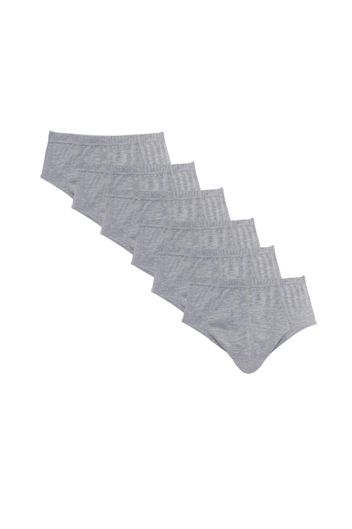 Tudors Erkek 6'lı Paket Lastikli %100 Pamuk Gri Slip Külot