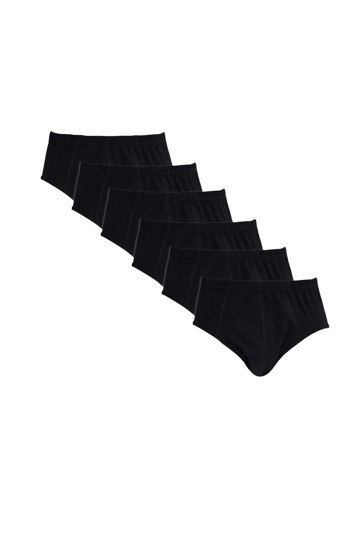 Tudors Erkek 6'lı Paket Likralı Pamuklu Siyah Slip Külot