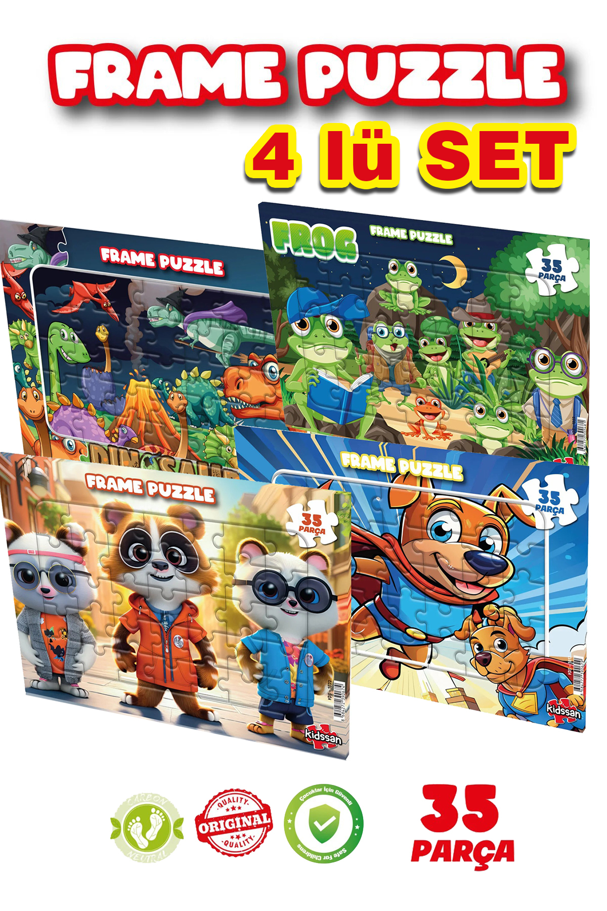kidssan games FRAME PUZZLE 35 PARÇA (YAP-BOZ) ÇOCUK OYUNCAĞI 4LÜ
