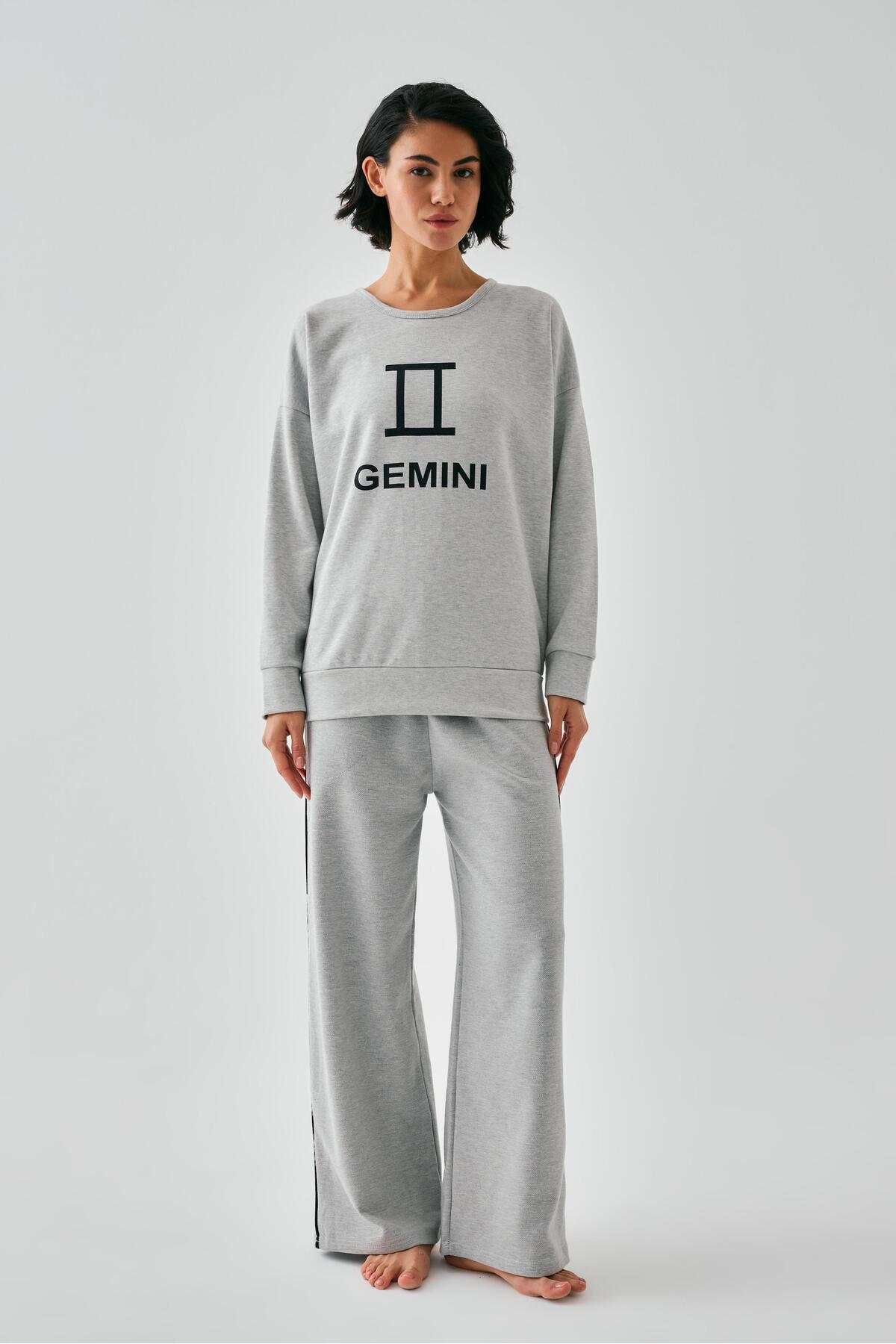 Women's Gray Gemini Oversize 2 Thread Tracksuit Homewear Set