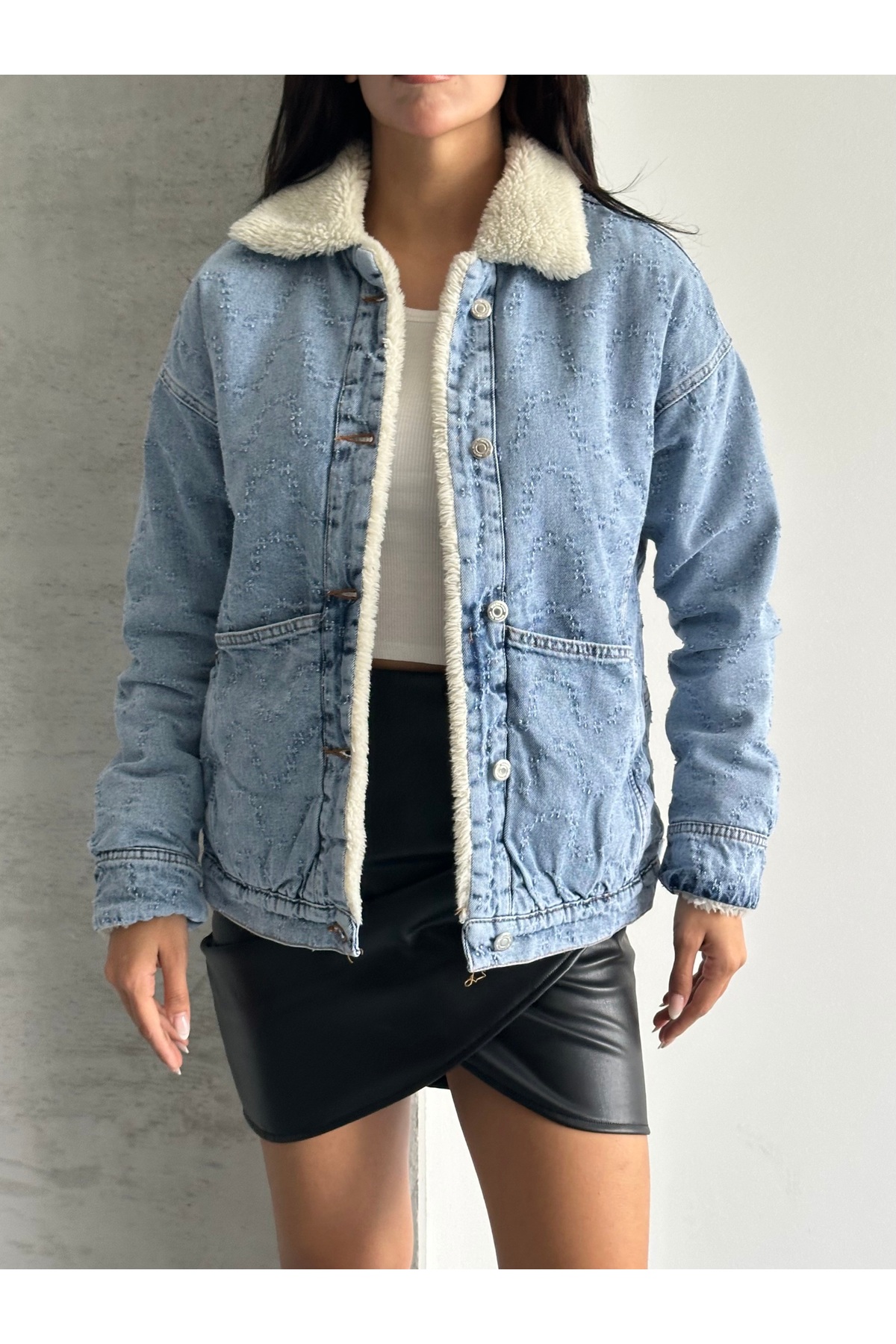 SOLİS MODA  KADIN İÇİ KÜRKLÜ DENİM ÇEKET - Görsel 5