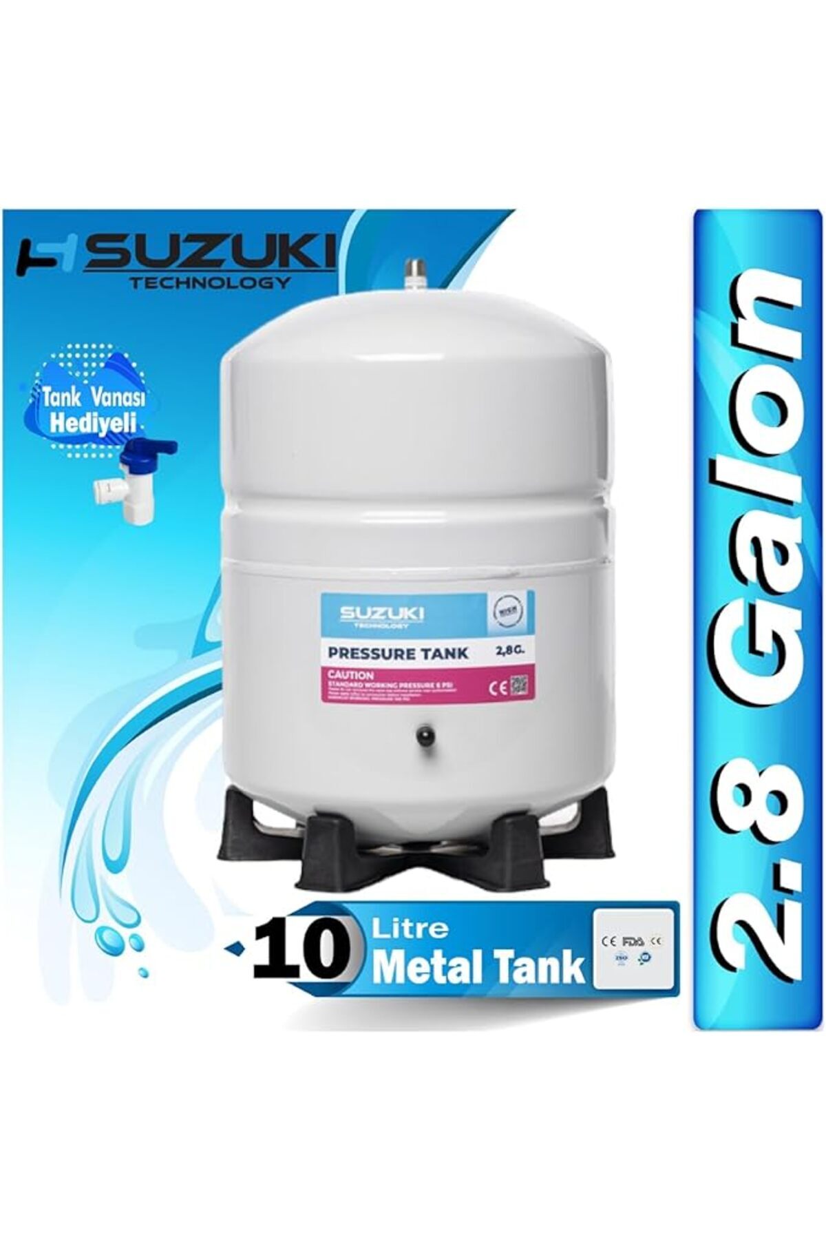 SoyluhanStore Su Arıtma Deposu,Su Arıtma Tankı(2.8 Galon) 10 Litre Metal Tank