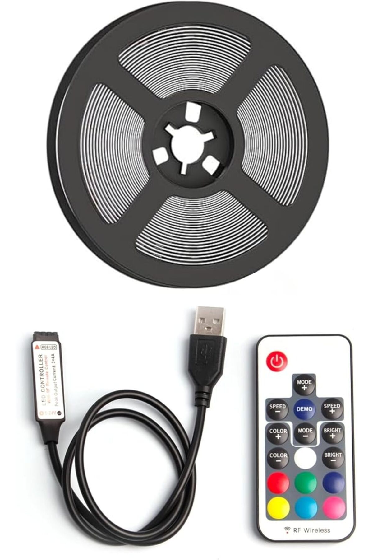 SoyluhanStore Arkası Animasyonlu RGB Şerit Led Seti Kumandalı 3 Metre - Cata - 5v Usb girişli