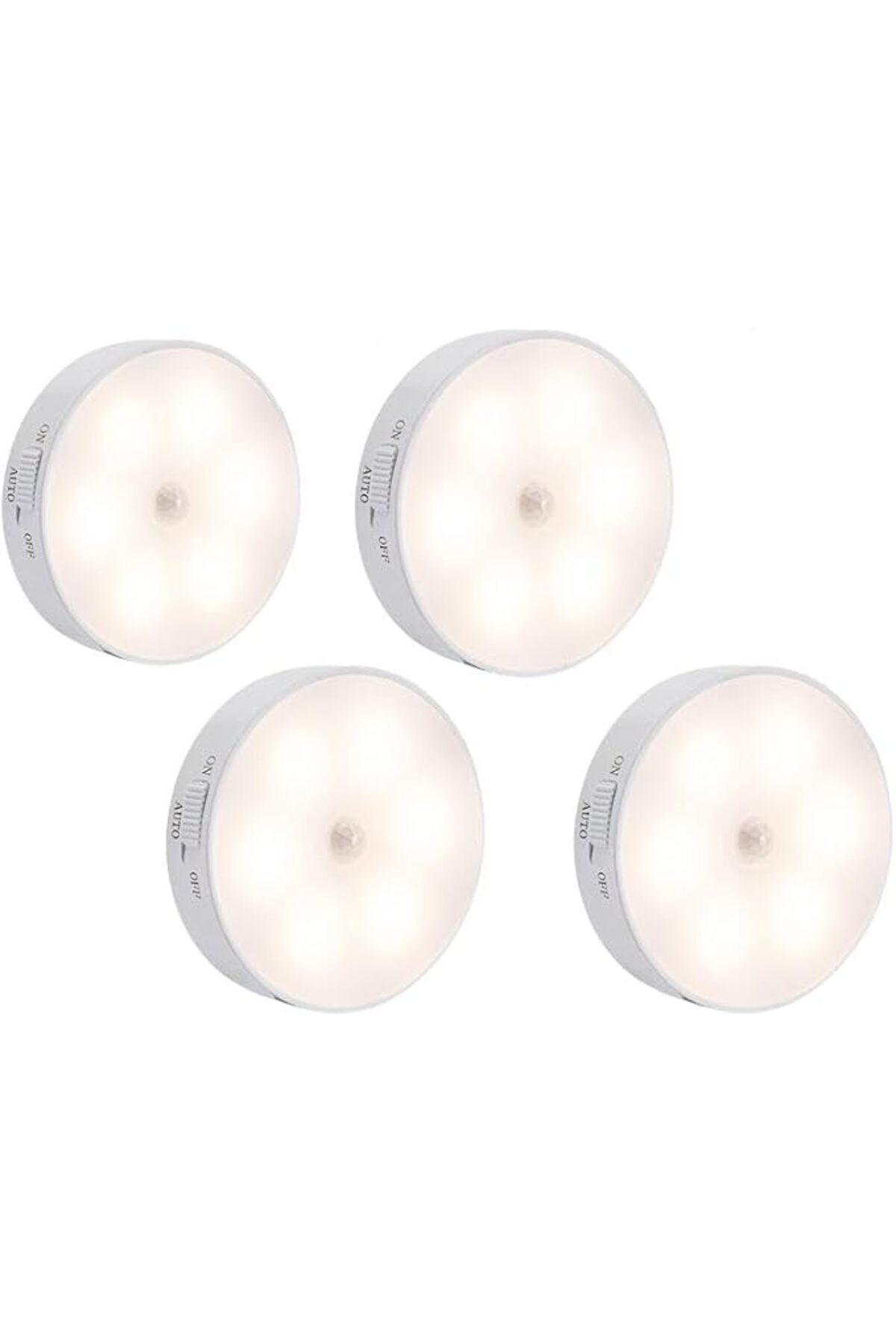 SoyluhanStore 4 Adet Hareket Sensörlü 8 Ledli Usb Şarjlı Beyaz Led Işık On/auto/off Modlu Dolap Içi, Koridor